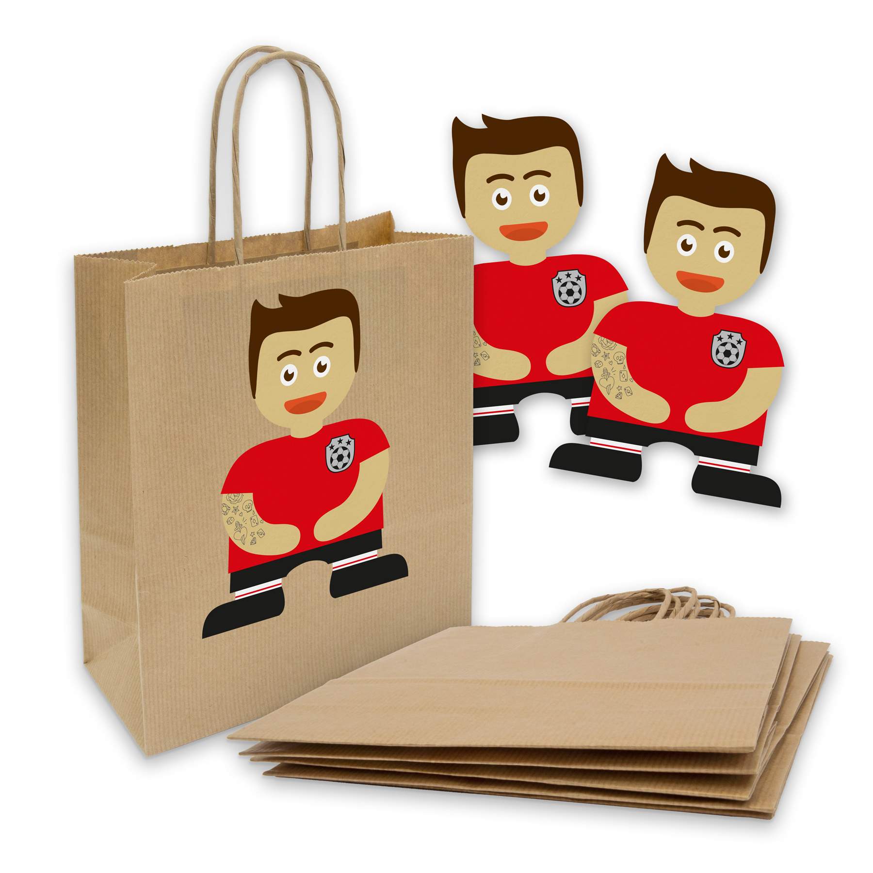 itenga SET 6x Papiert�ten mit Griff Kordel + Sticker Fu�...
