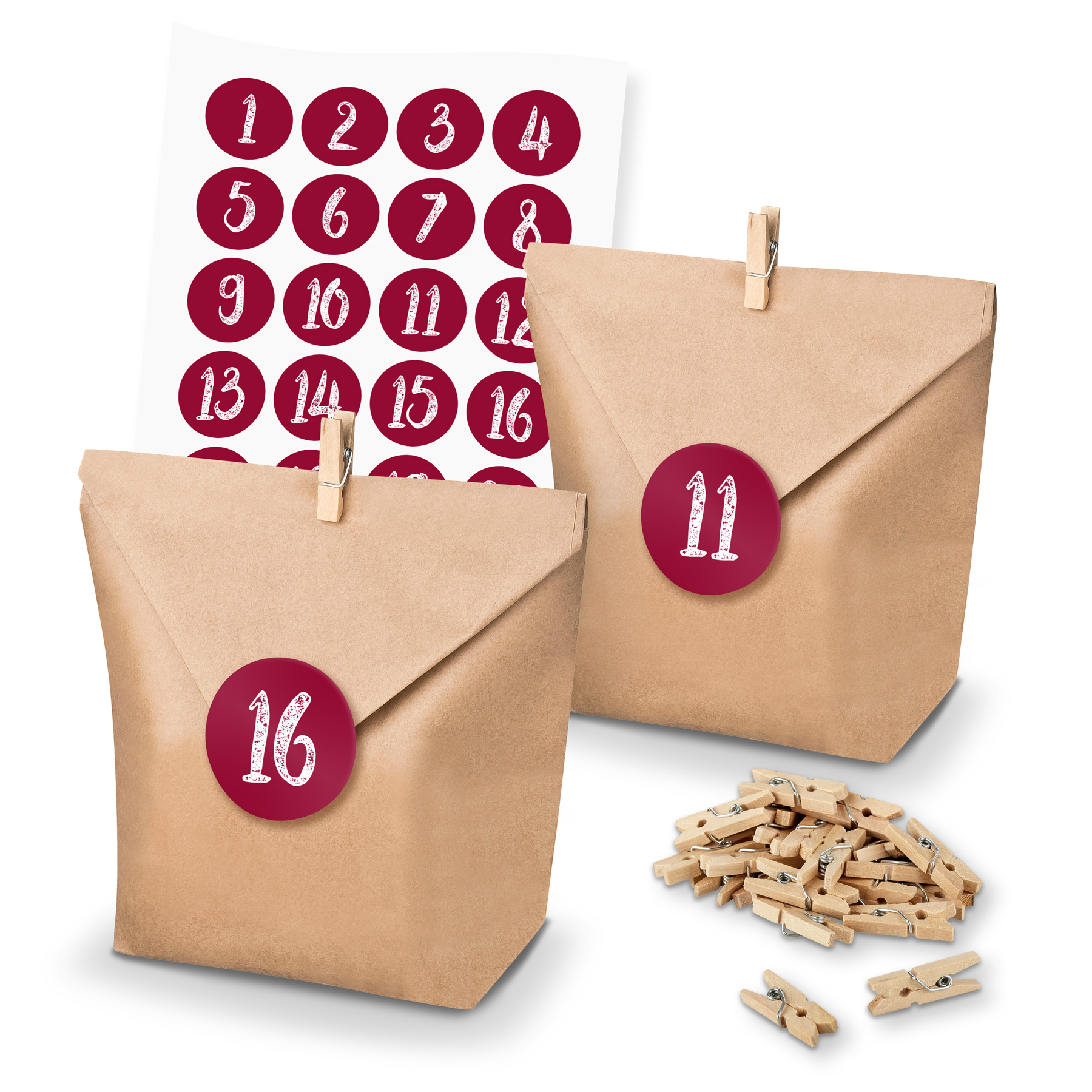 itenga SET Adventskalender 24x T�ten + Klammern + Zahlen...