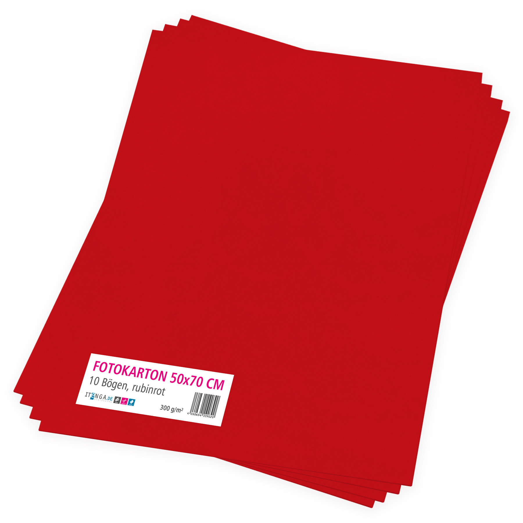 itenga Fotokarton rubinrot - 50x70cm 300g/qm 10 Bogen