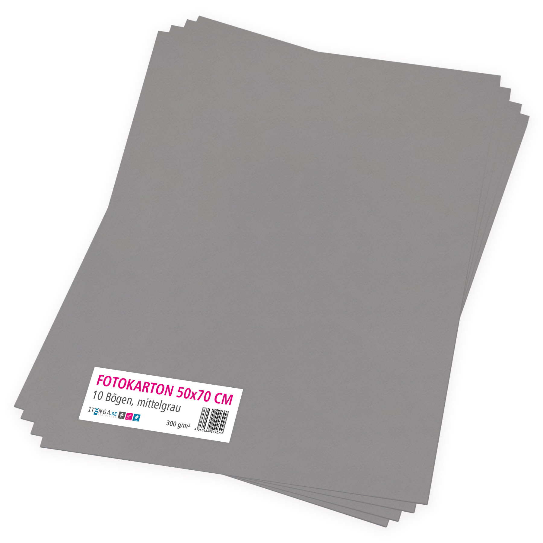 itenga Fotokarton mittelgrau - 50x70cm 300g/qm 10 Bogen
