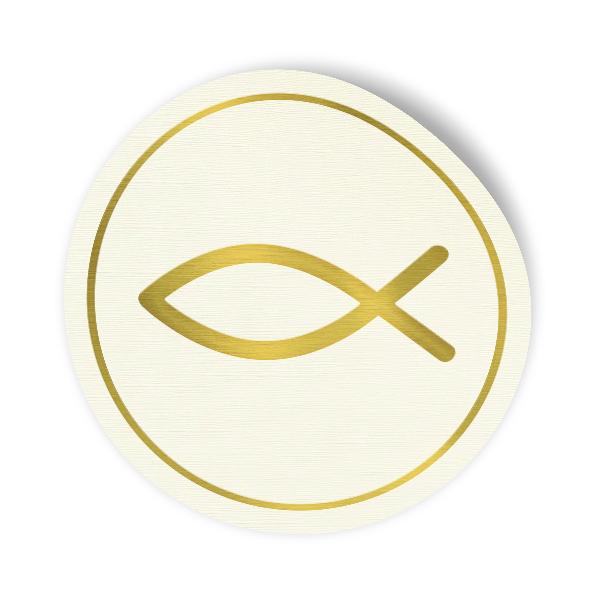 itenga 24x Sticker "Fisch Gold" Strukturpapier creme Hei...