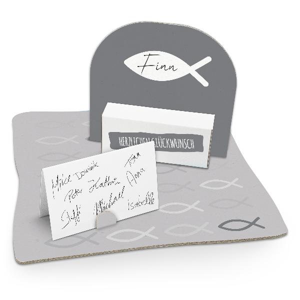itenga Geldgeschenk Verpackung Fisch Grau Kommunion Konf...