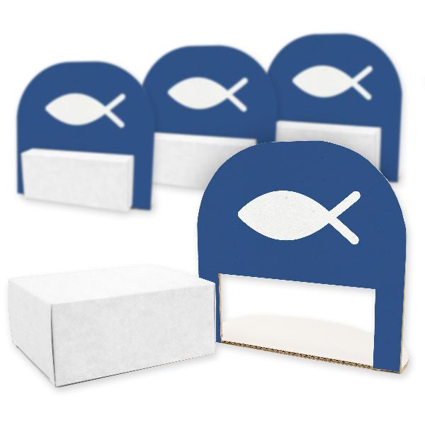 itenga 4x Geldgeschenk Tischdeko Fisch Blau Kommunion Ko...