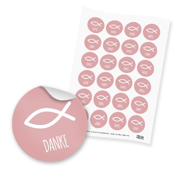 itenga 24x Sticker "Fisch Danke" (Motiv 166) altrosa