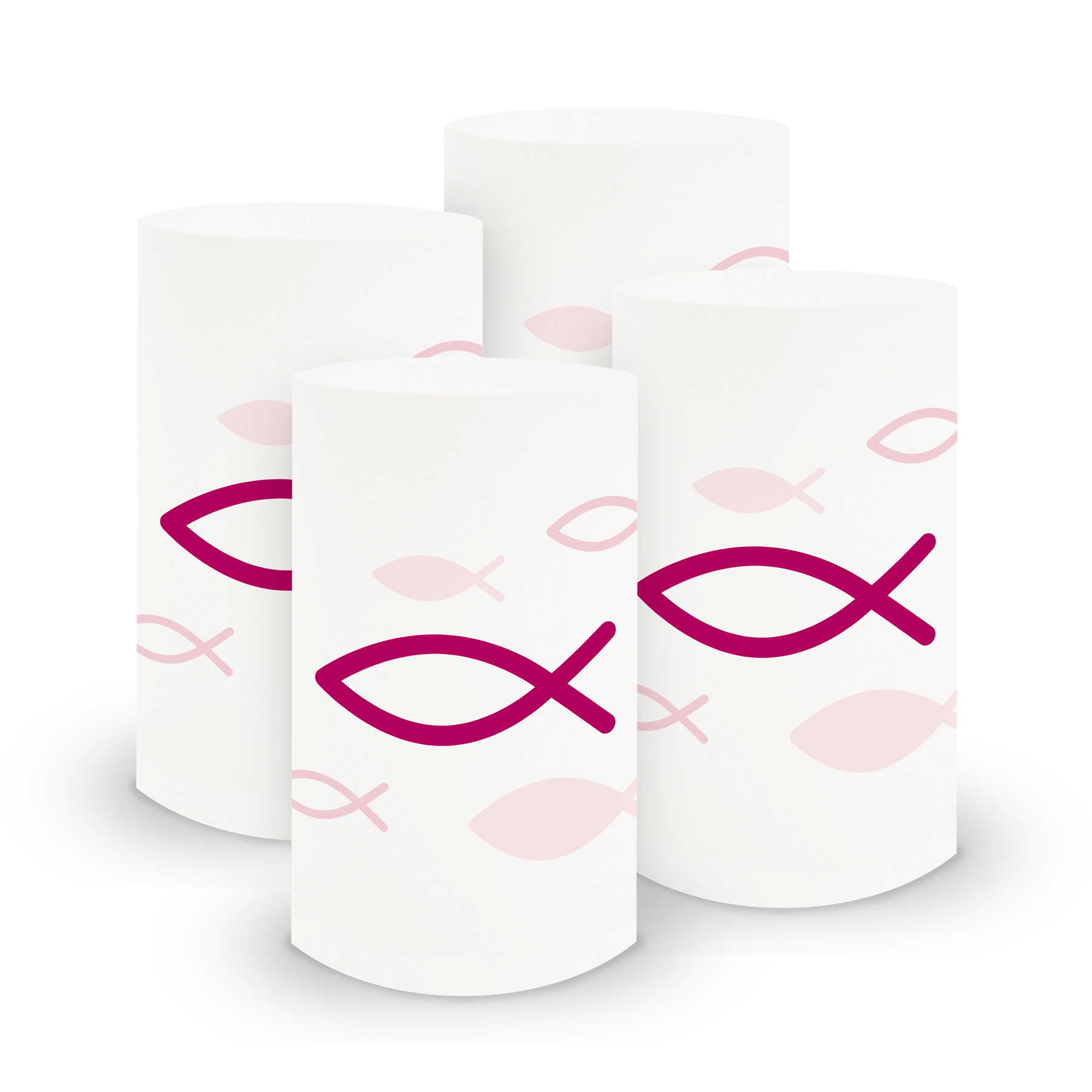 ITENGA 6x Windlicht klein Fisch pink Kommunion Konfirmat...