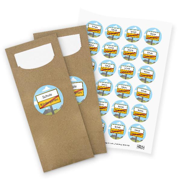 itenga 24x Bestecktaschen + Stickerbogen Einschulung (Mo...