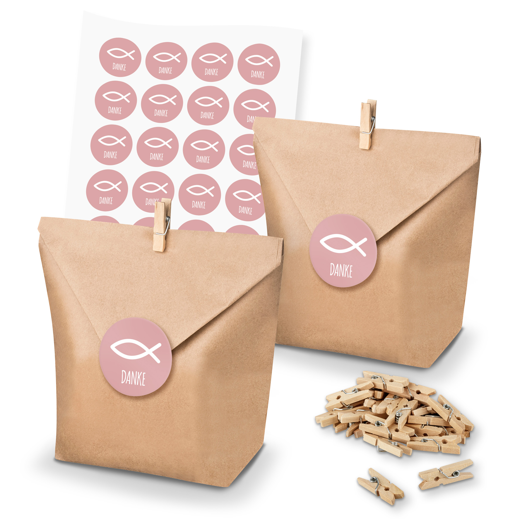 itenga SET 24x Geschenkt�ten + Klammern + Motivsticker (...