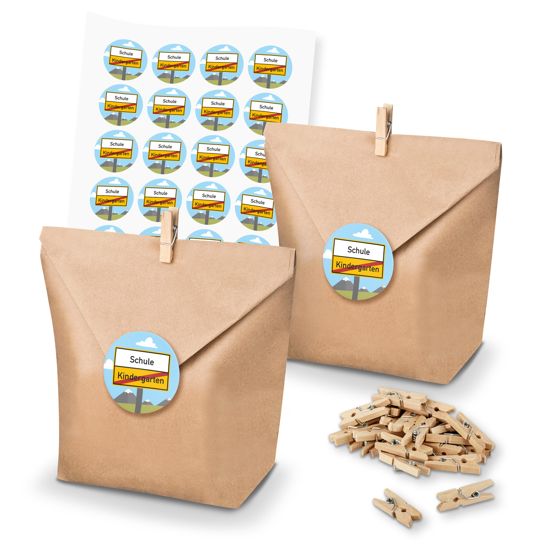 itenga SET 24x Geschenkt�ten + Klammern + Motivsticker (...