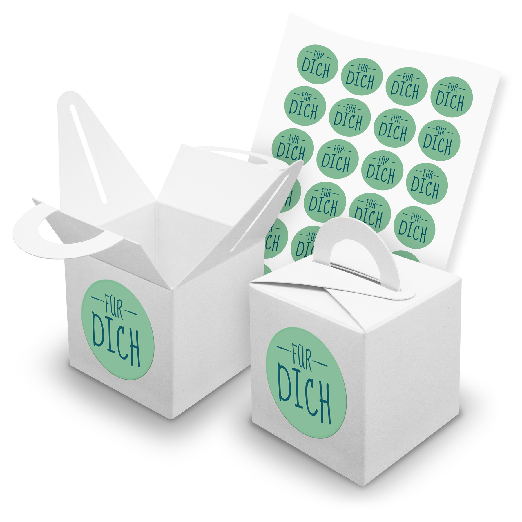 itenga SET 24x W�rfelboxen mit Griff Wei� (V42) + Motivs...