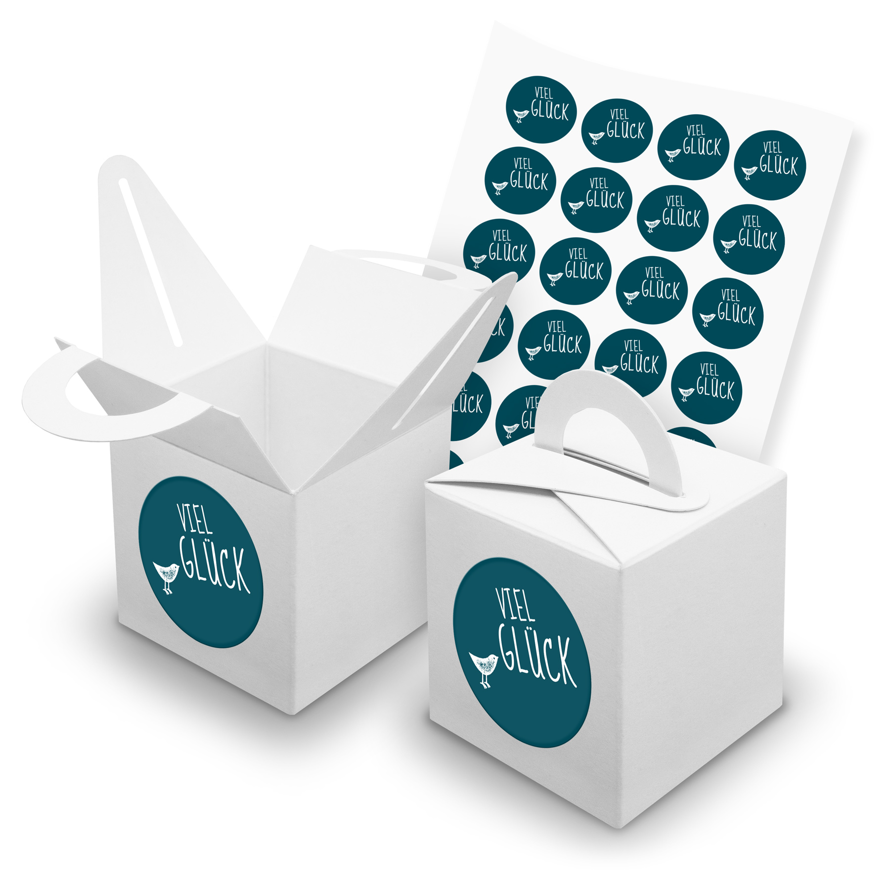 itenga SET 24x W�rfelboxen mit Griff Wei� (V42) + Motivs...