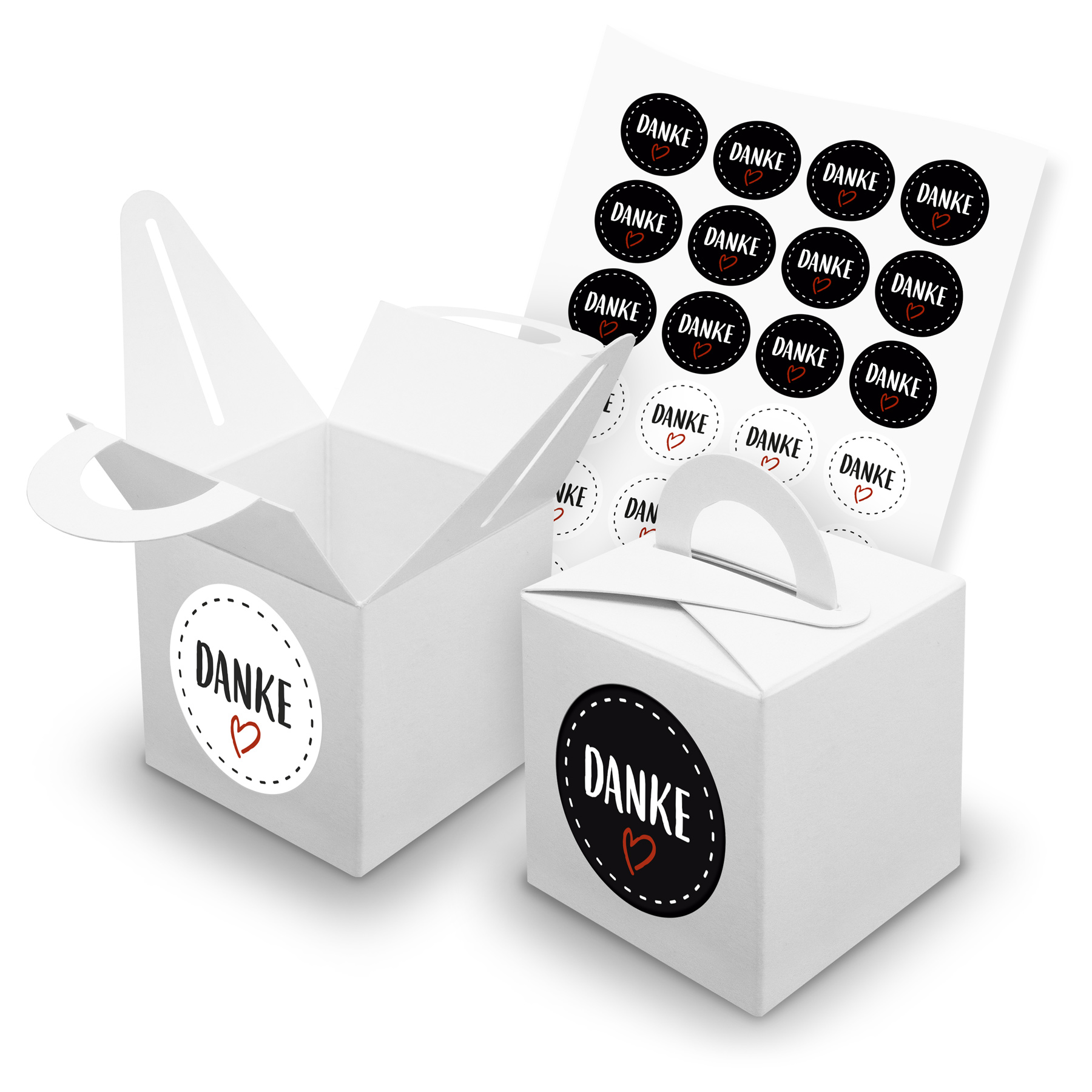 itenga SET 24x W�rfelboxen mit Griff Wei� (V42) + Motivs...