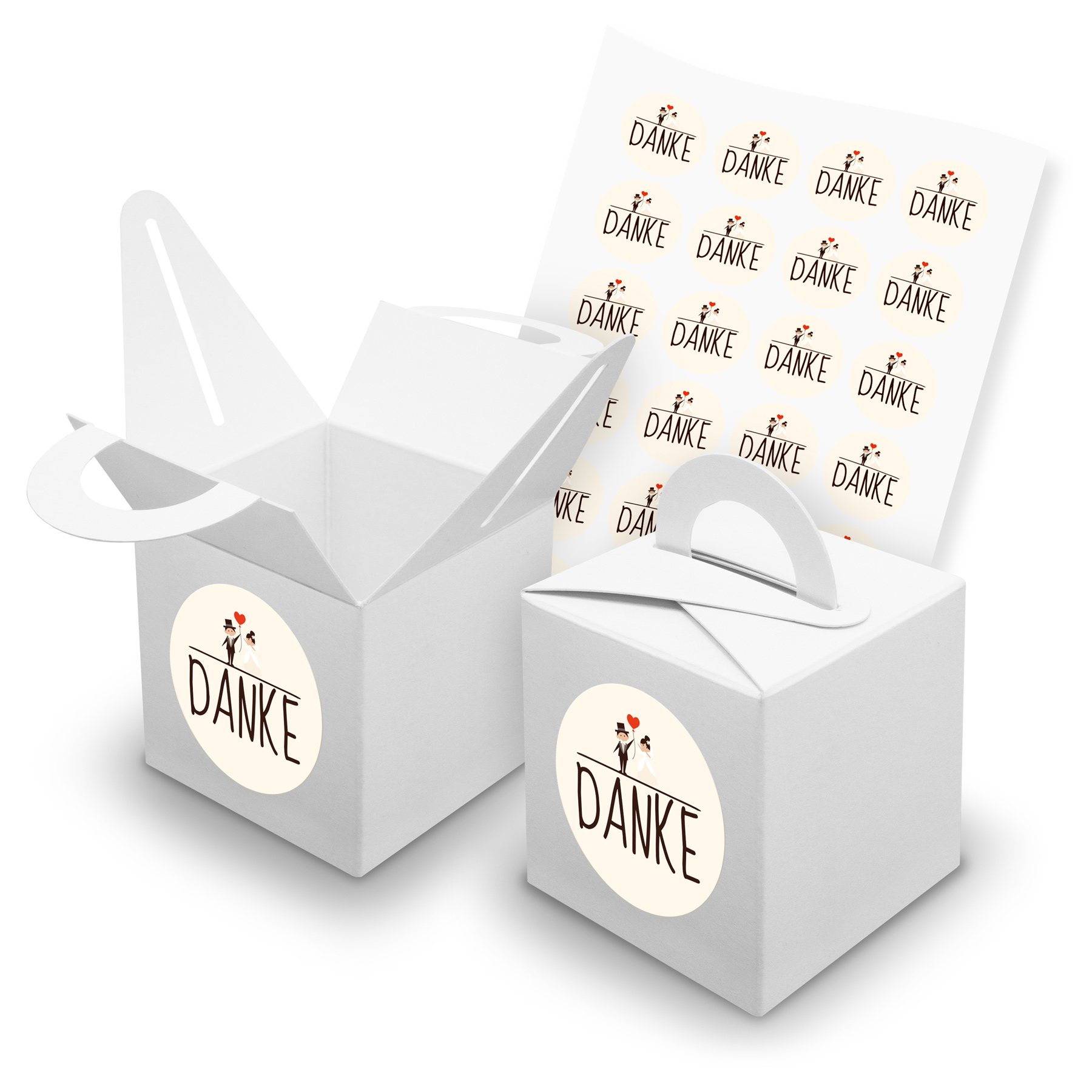 itenga SET 24x W�rfelboxen mit Griff Wei� (V42) + Motivs...