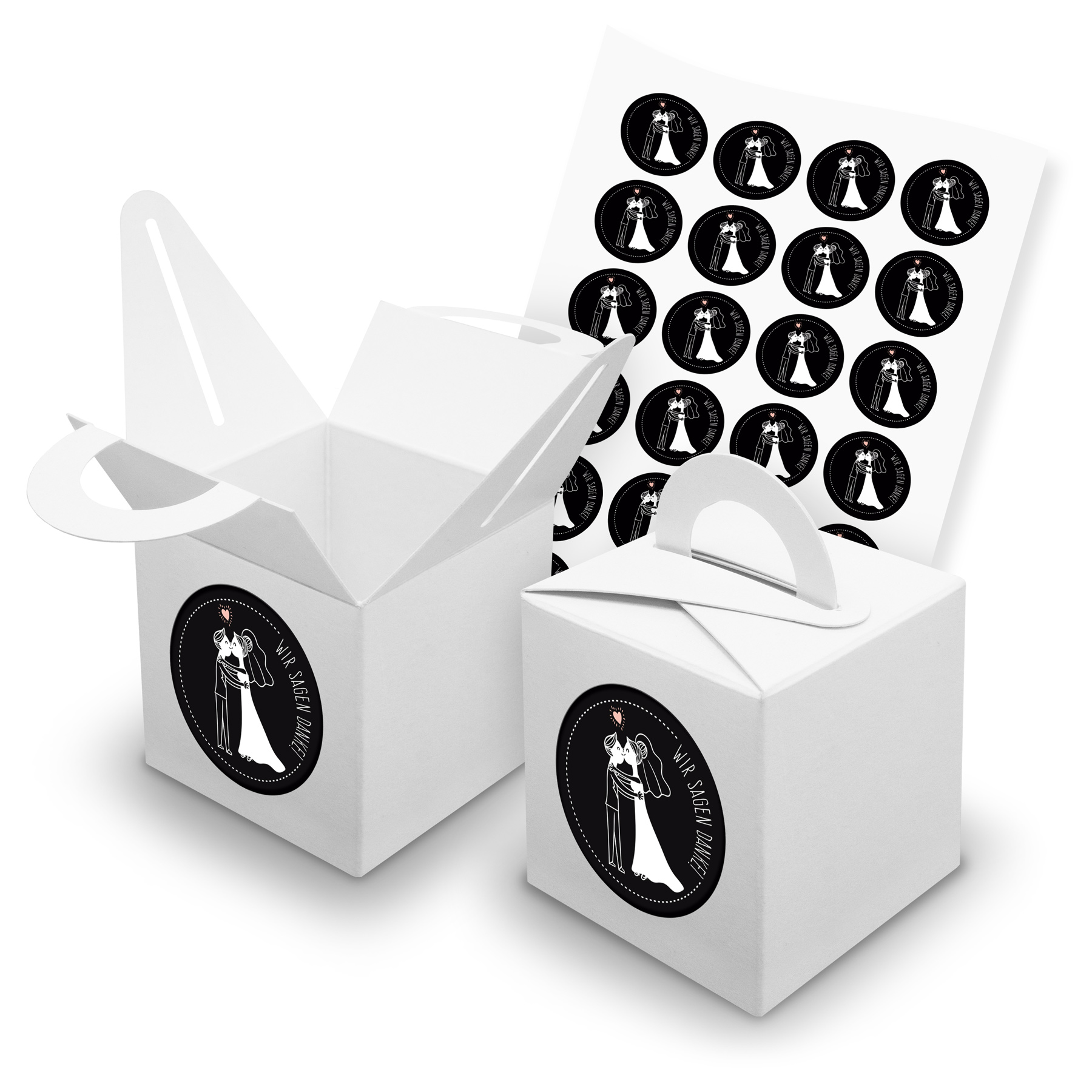 itenga SET 24x W�rfelboxen mit Griff Wei� (V42) + Motivs...