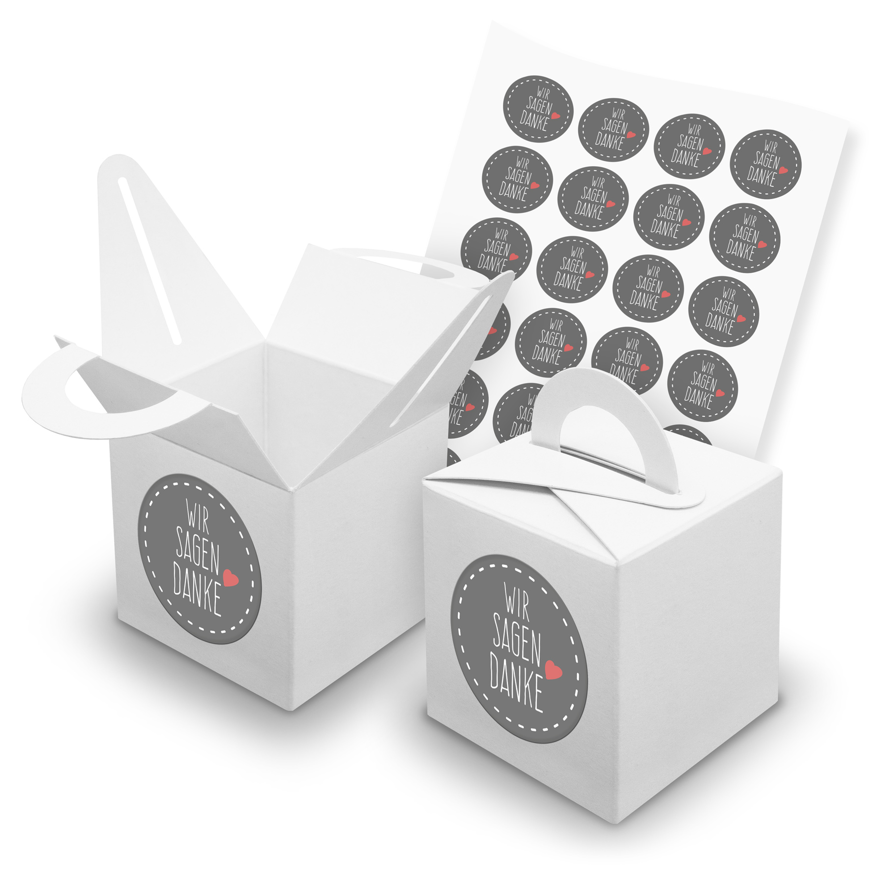 itenga SET 24x W�rfelboxen mit Griff Wei� (V42) + Motivs...