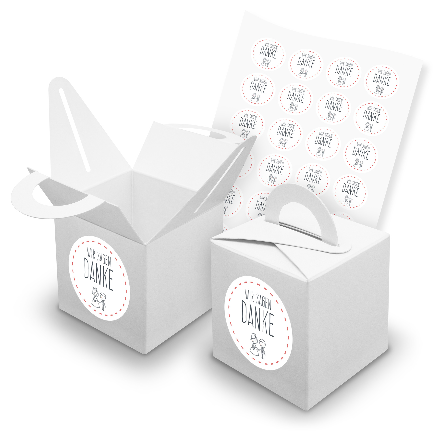 itenga SET 24x W�rfelboxen mit Griff Wei� (V42) + Motivs...