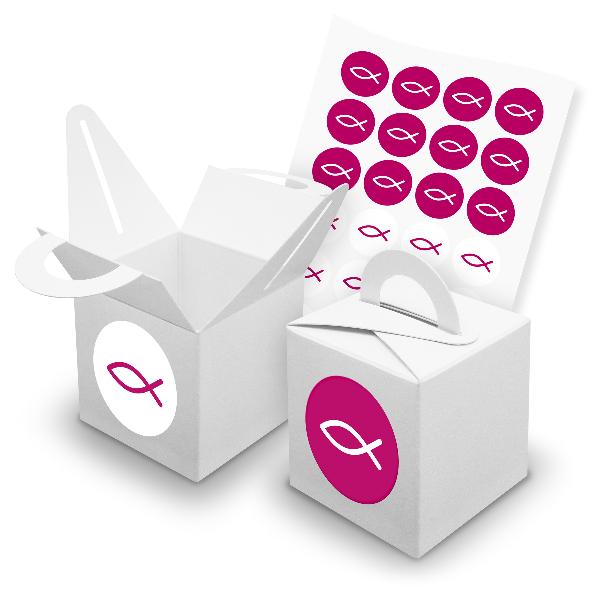 itenga SET 24x W�rfelboxen mit Griff Wei� (V42) + Motivs...