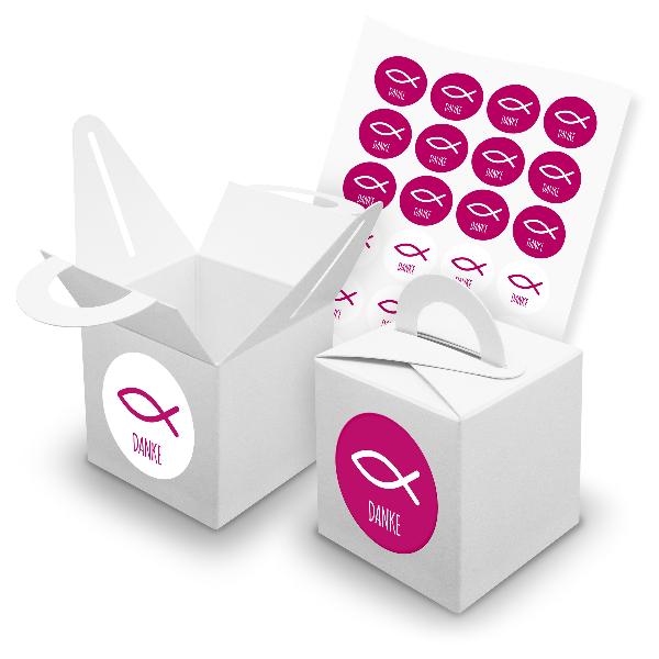 itenga SET 24x W�rfelboxen mit Griff Wei� (V42) + Motivs...