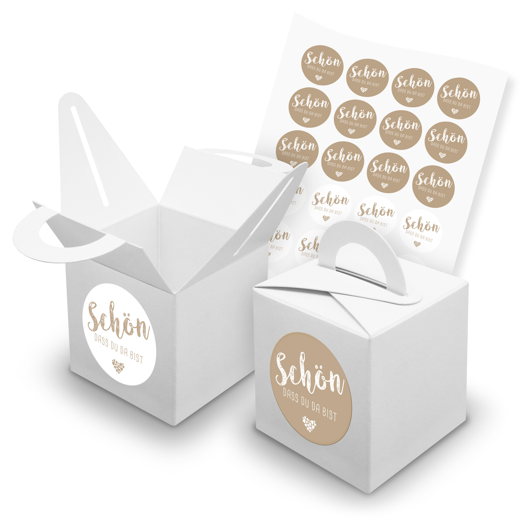 itenga SET 24x W�rfelboxen mit Griff Wei� (V42) + Motivs...