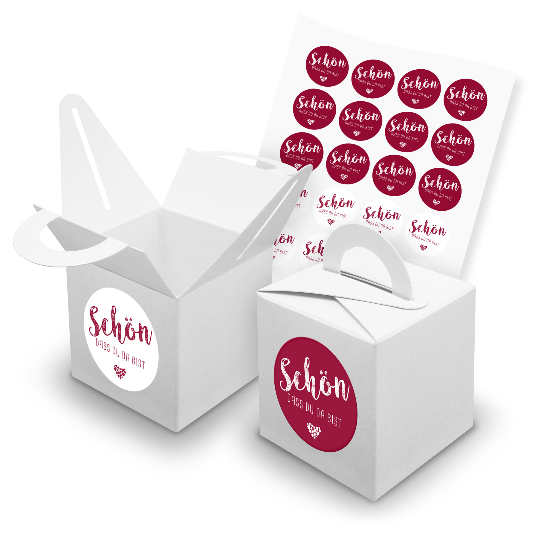 itenga SET 24x W�rfelboxen mit Griff Wei� (V42) + Motivs...