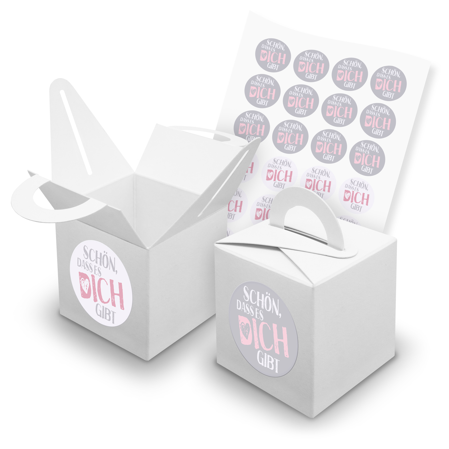 itenga SET 24x W�rfelboxen mit Griff Wei� (V42) + Motivs...