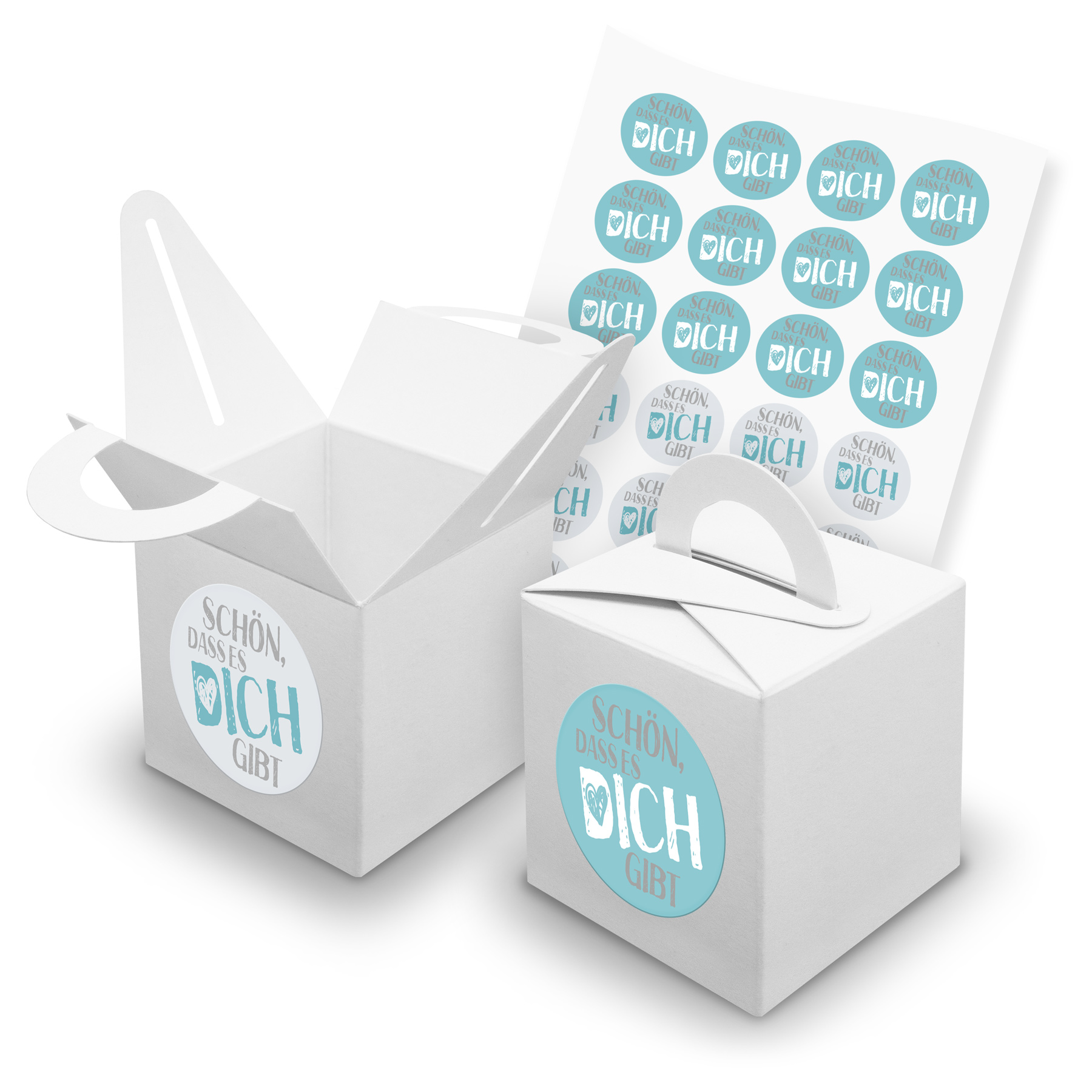 itenga SET 24x W�rfelboxen mit Griff Wei� (V42) + Motivs...