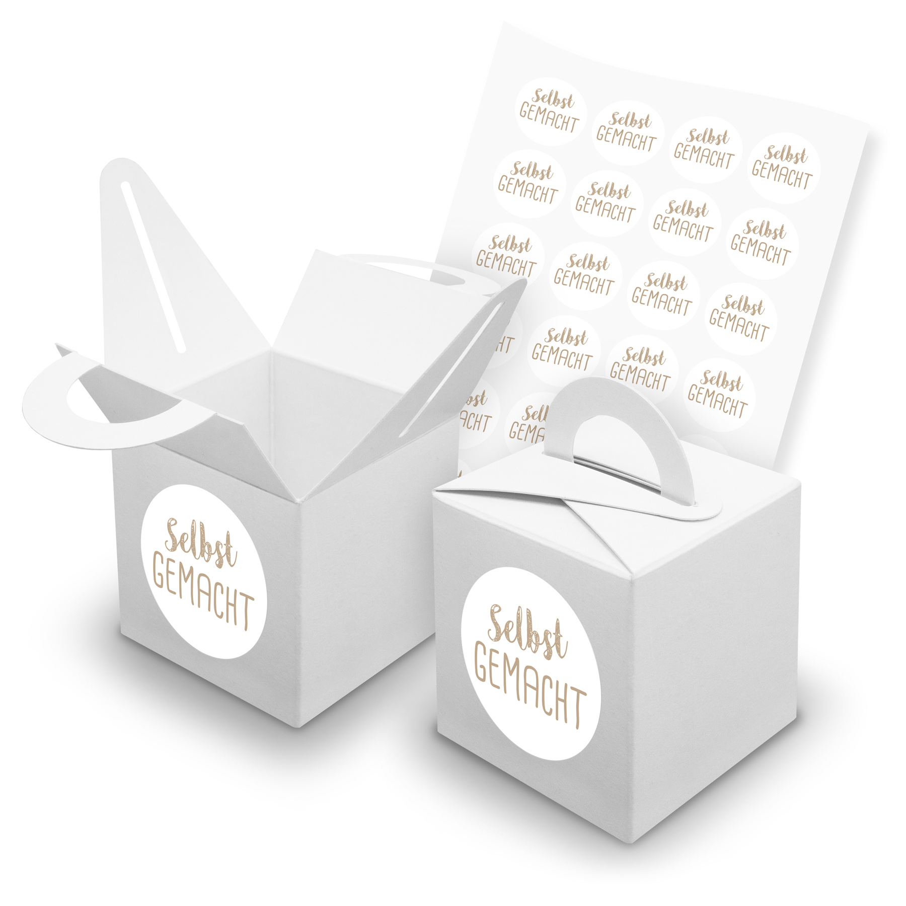 itenga SET 24x W�rfelboxen mit Griff Wei� (V42) + Motivs...