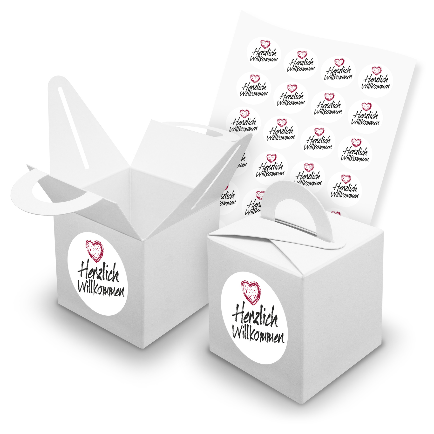 Itenga 24x Würfelboxen Mit Griff – 6,5x6,5 Cm, Inkl. Sticker, Aus Karton, Perfekt Für Geschenke & Deko
