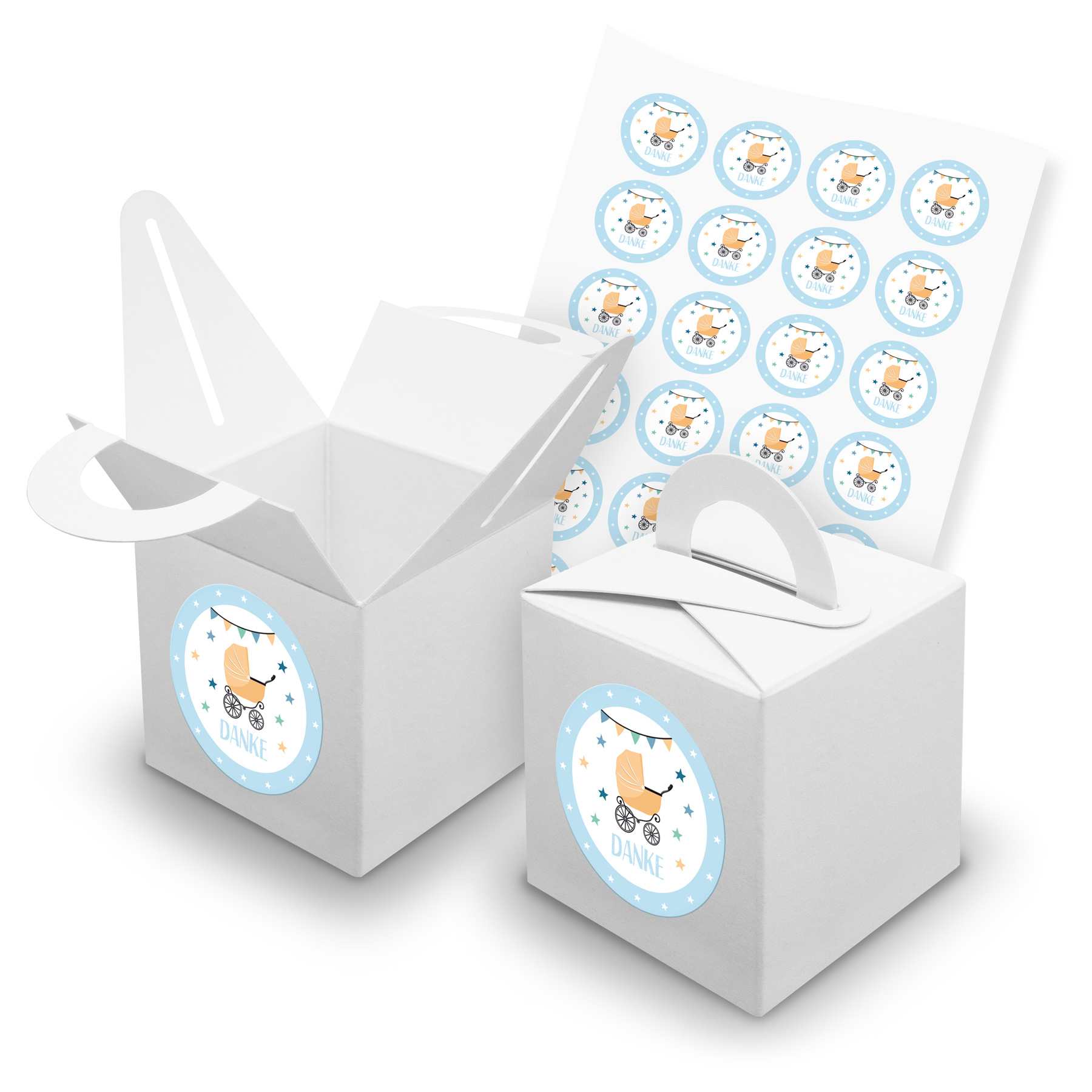 itenga SET 24x W�rfelboxen mit Griff Wei� (V42) + Motivs...