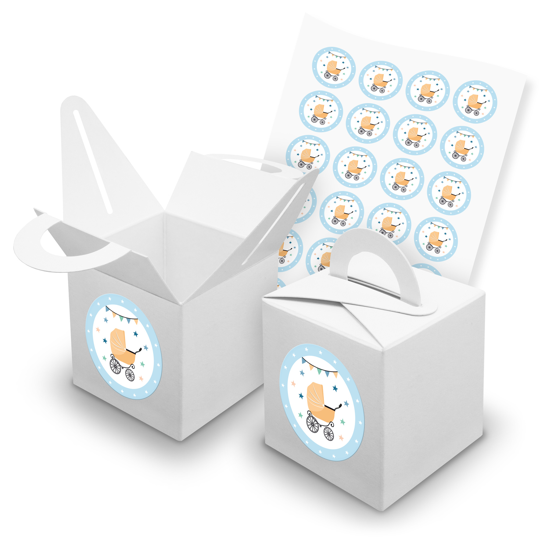 itenga SET 24x W�rfelboxen mit Griff Wei� (V42) + Motivs...