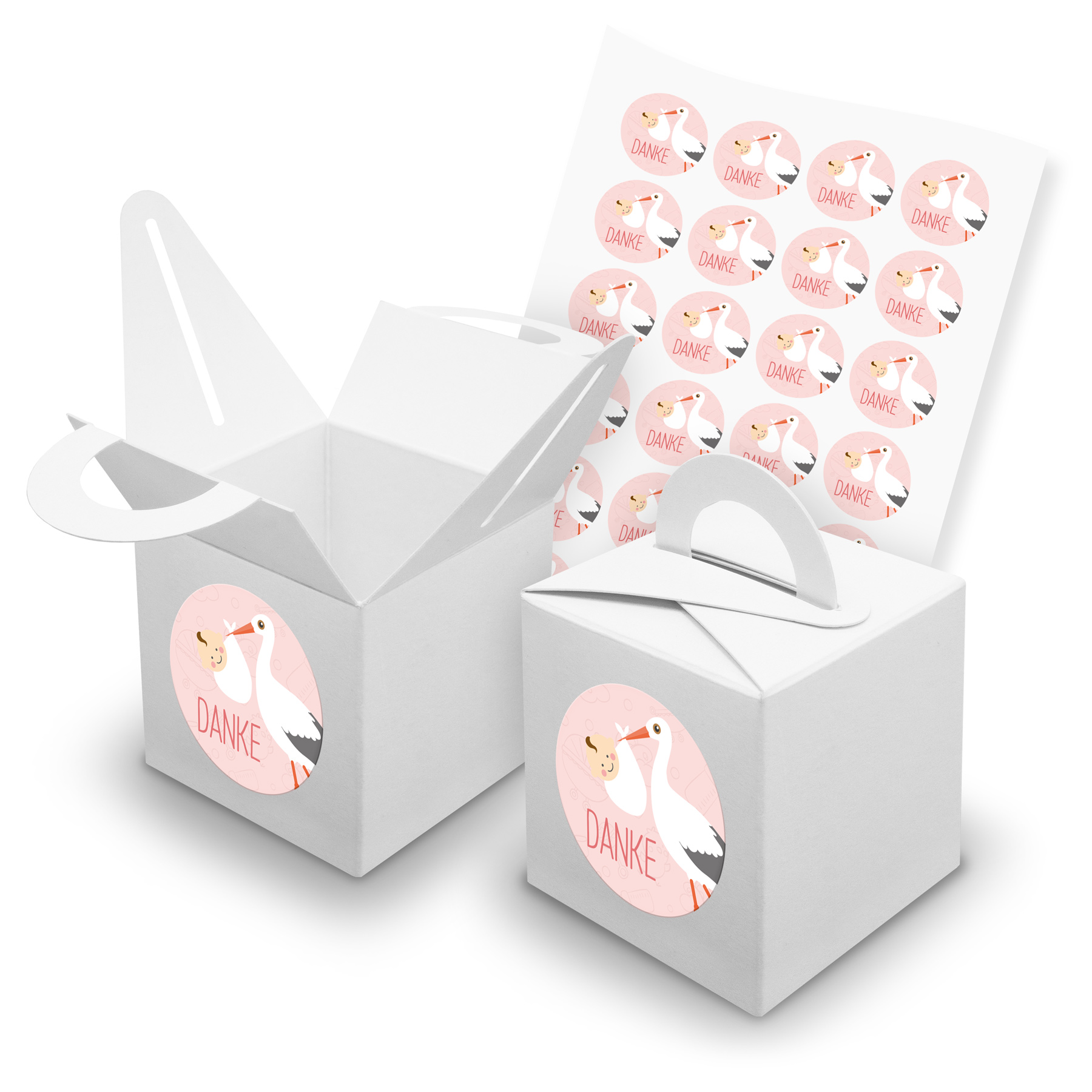 itenga SET 24x W�rfelboxen mit Griff Wei� (V42) + Motivs...