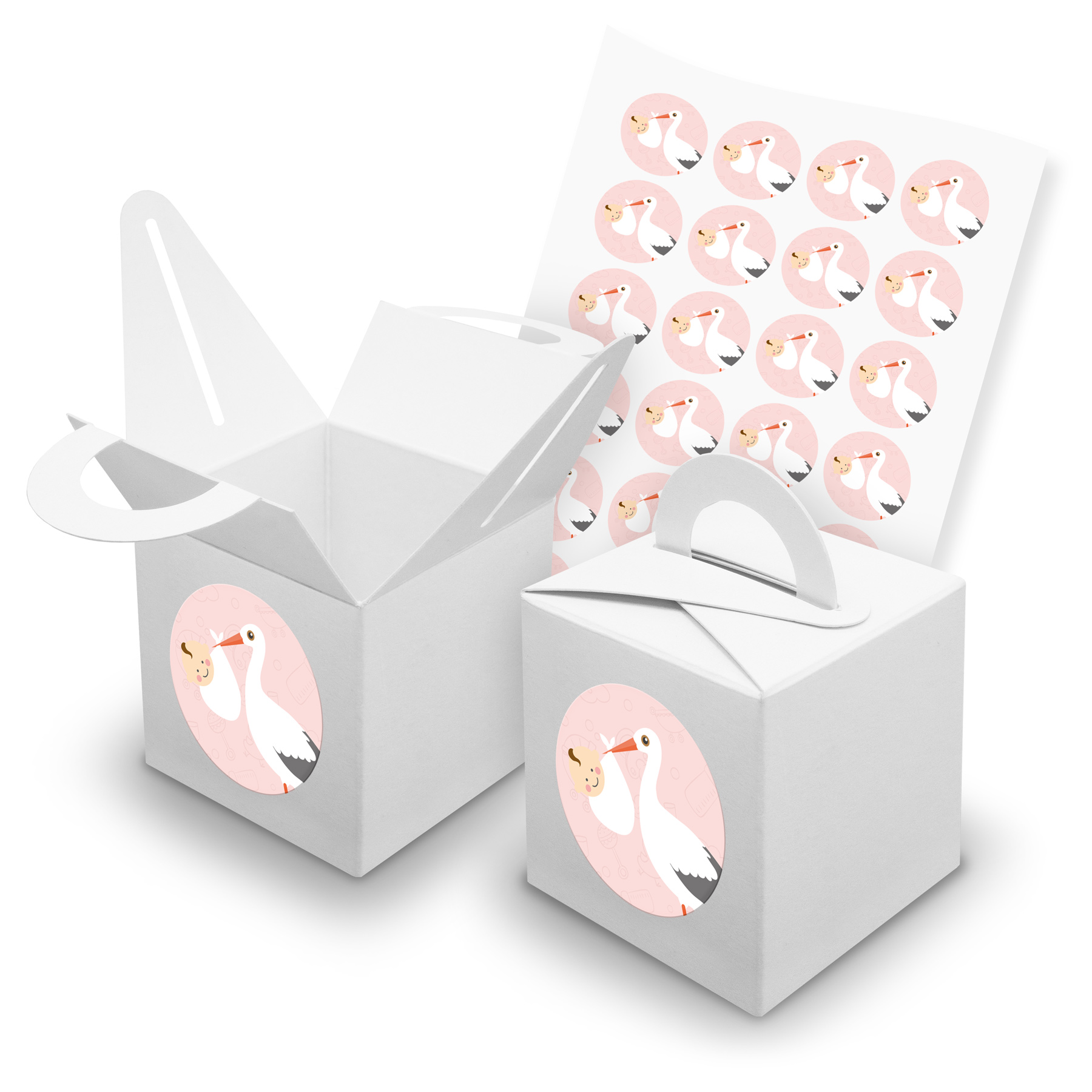 itenga SET 24x W�rfelboxen mit Griff Wei� (V42) + Motivs...