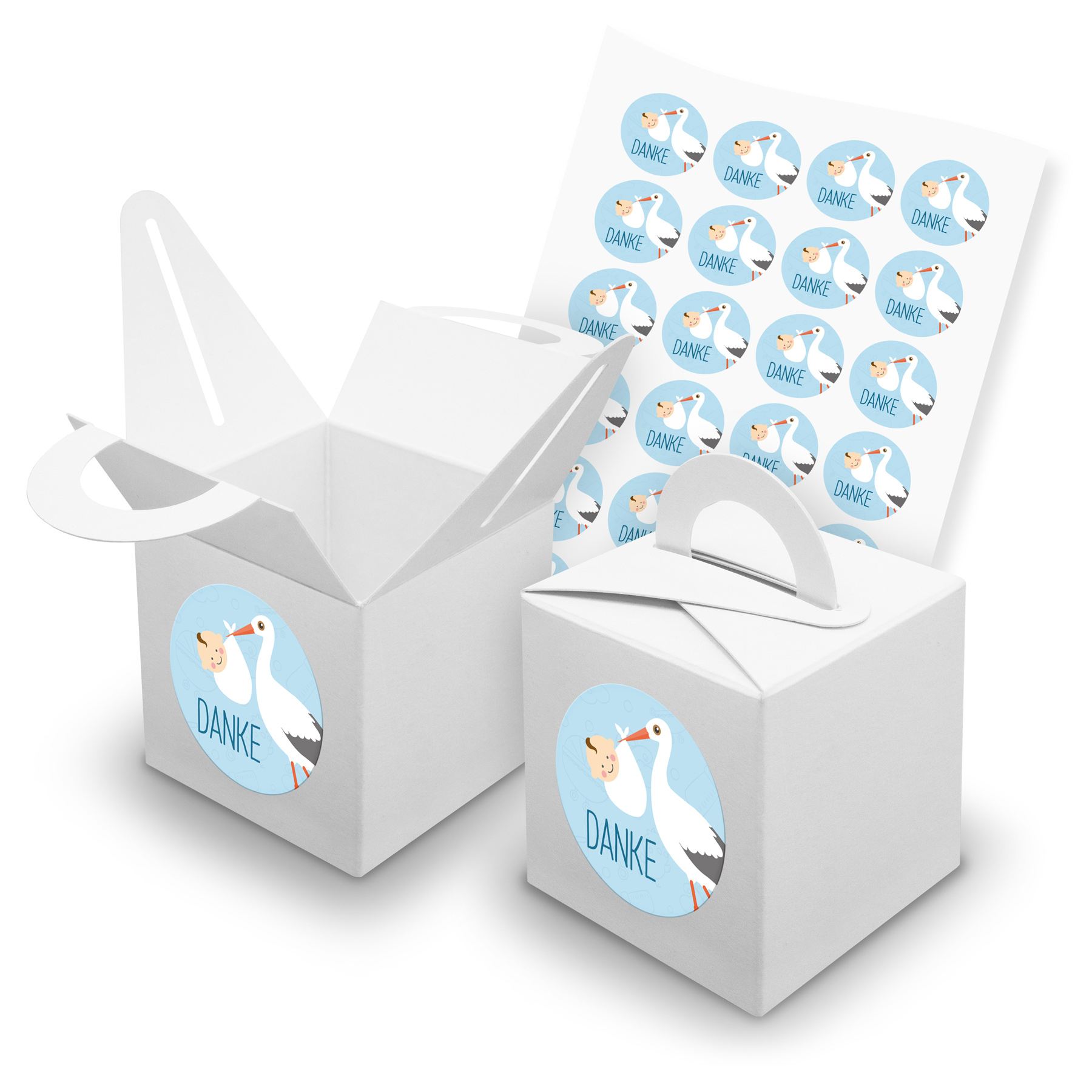 itenga SET 24x W�rfelboxen mit Griff Wei� (V42) + Motivs...