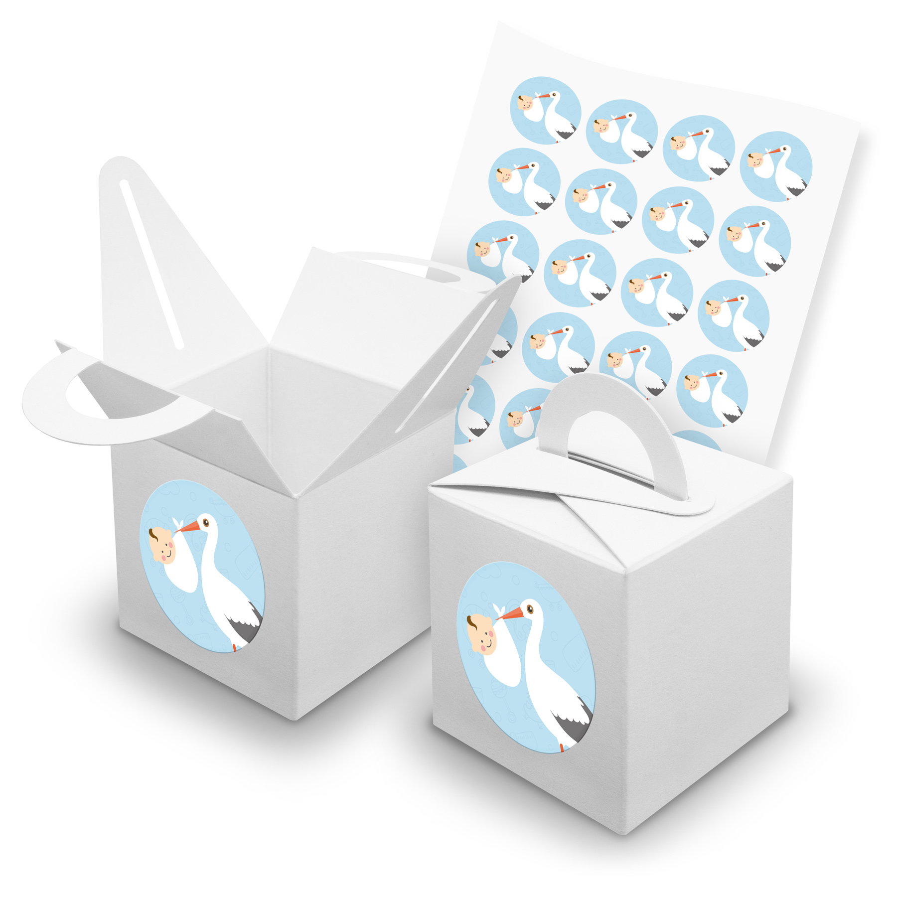 itenga SET 24x W�rfelboxen mit Griff Wei� (V42) + Motivs...