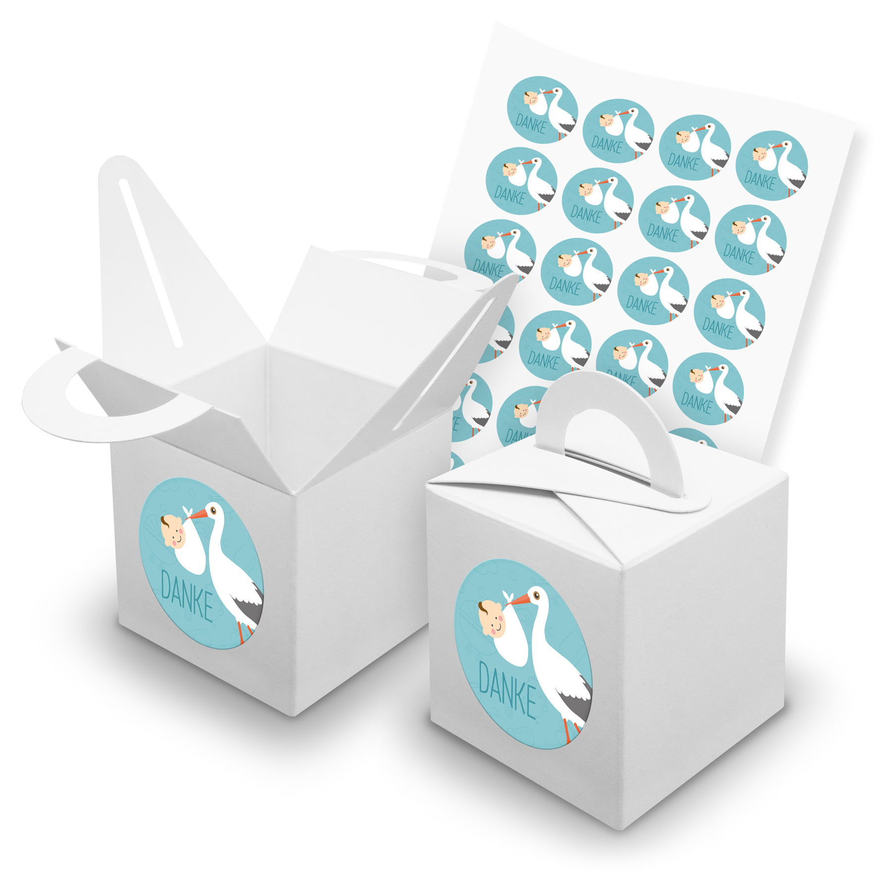 itenga SET 24x W�rfelboxen mit Griff Wei� (V42) + Motivs...