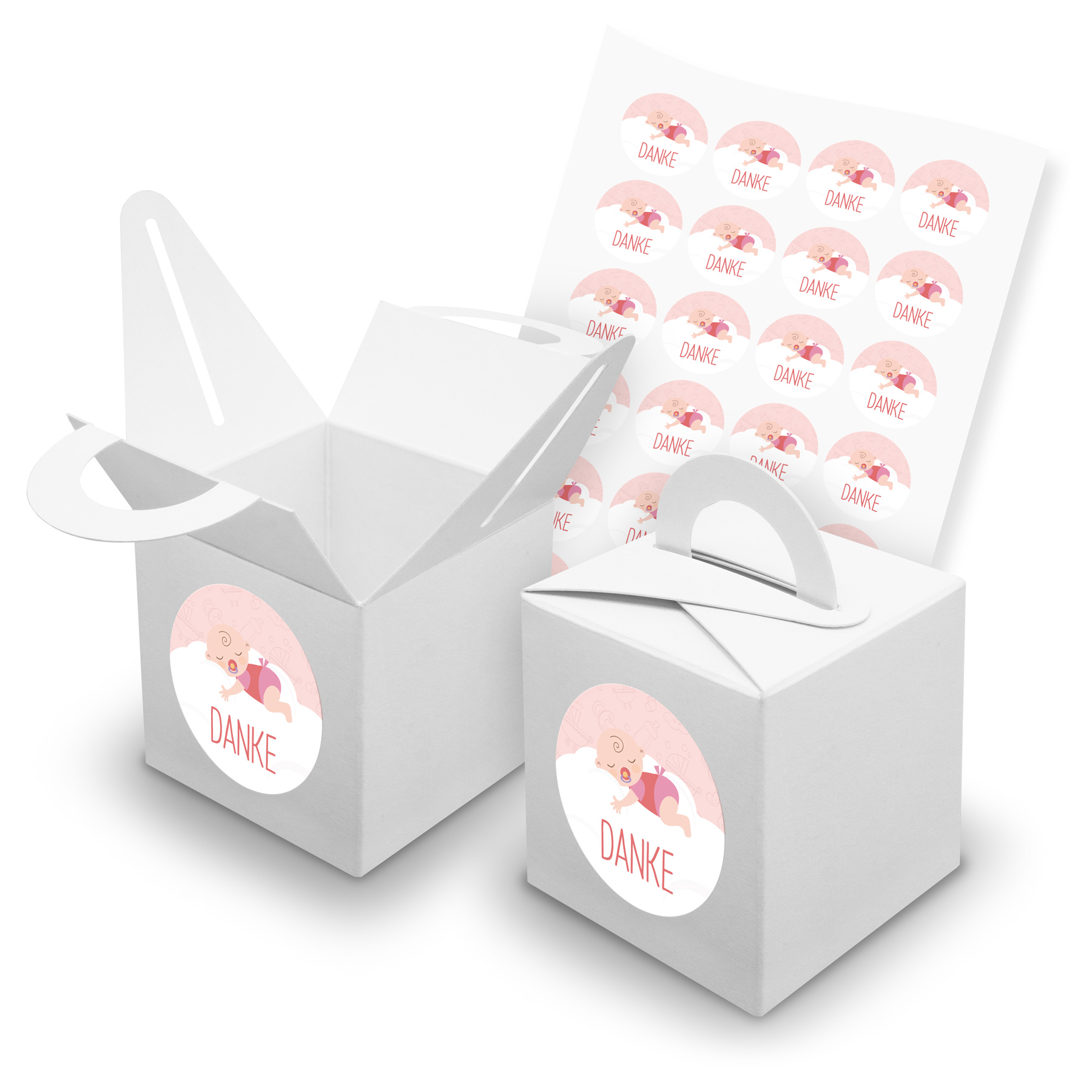 itenga SET 24x W�rfelboxen mit Griff Wei� (V42) + Motivs...
