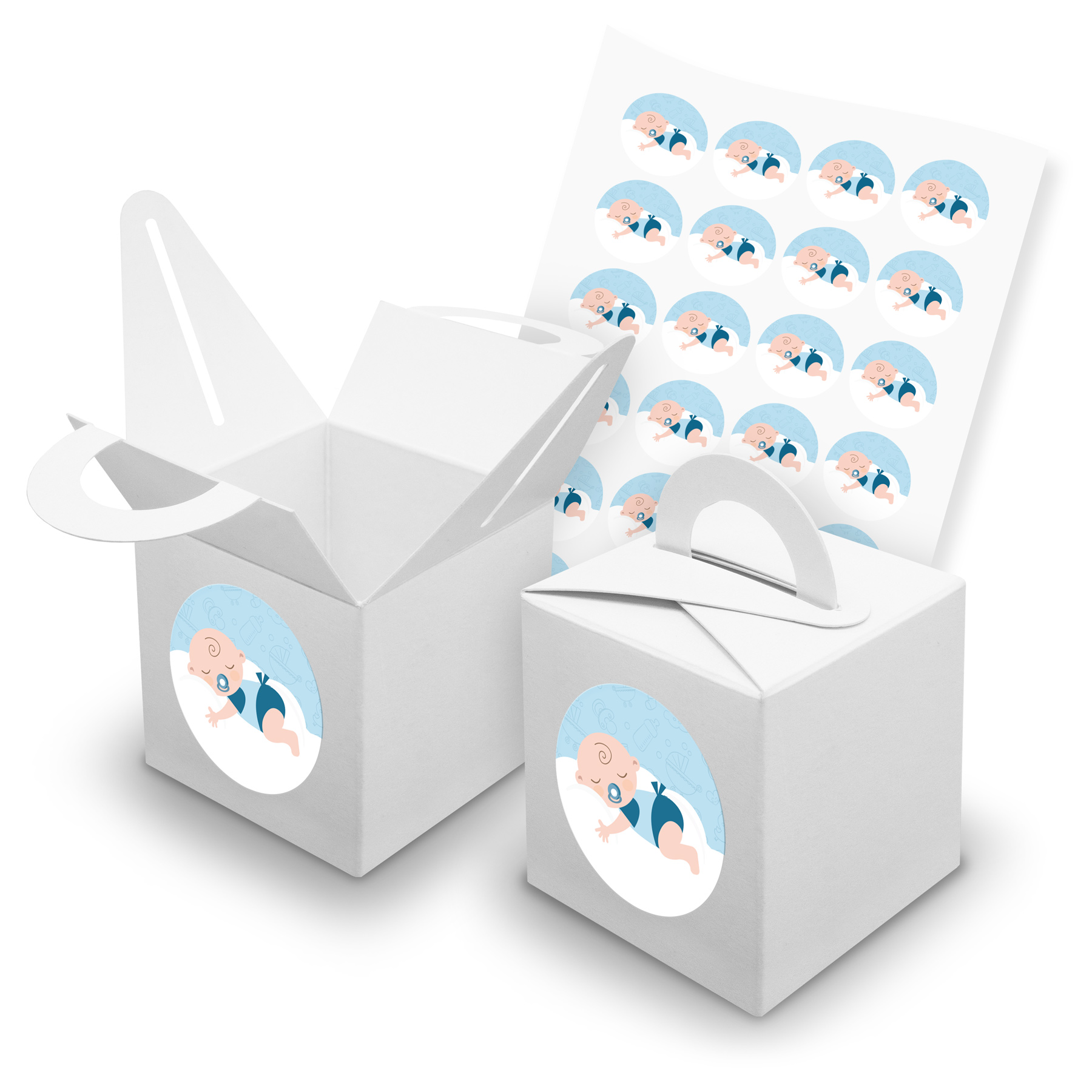 itenga SET 24x W�rfelboxen mit Griff Wei� (V42) + Motivs...