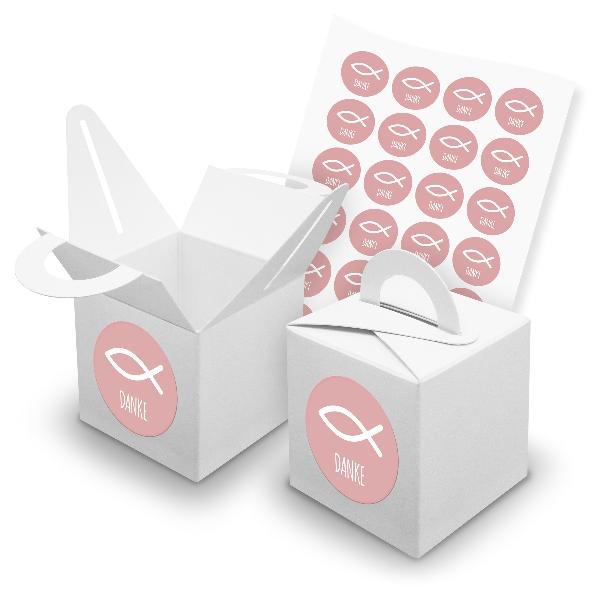 itenga SET 24x W�rfelboxen mit Griff Wei� (V42) + Motivs...