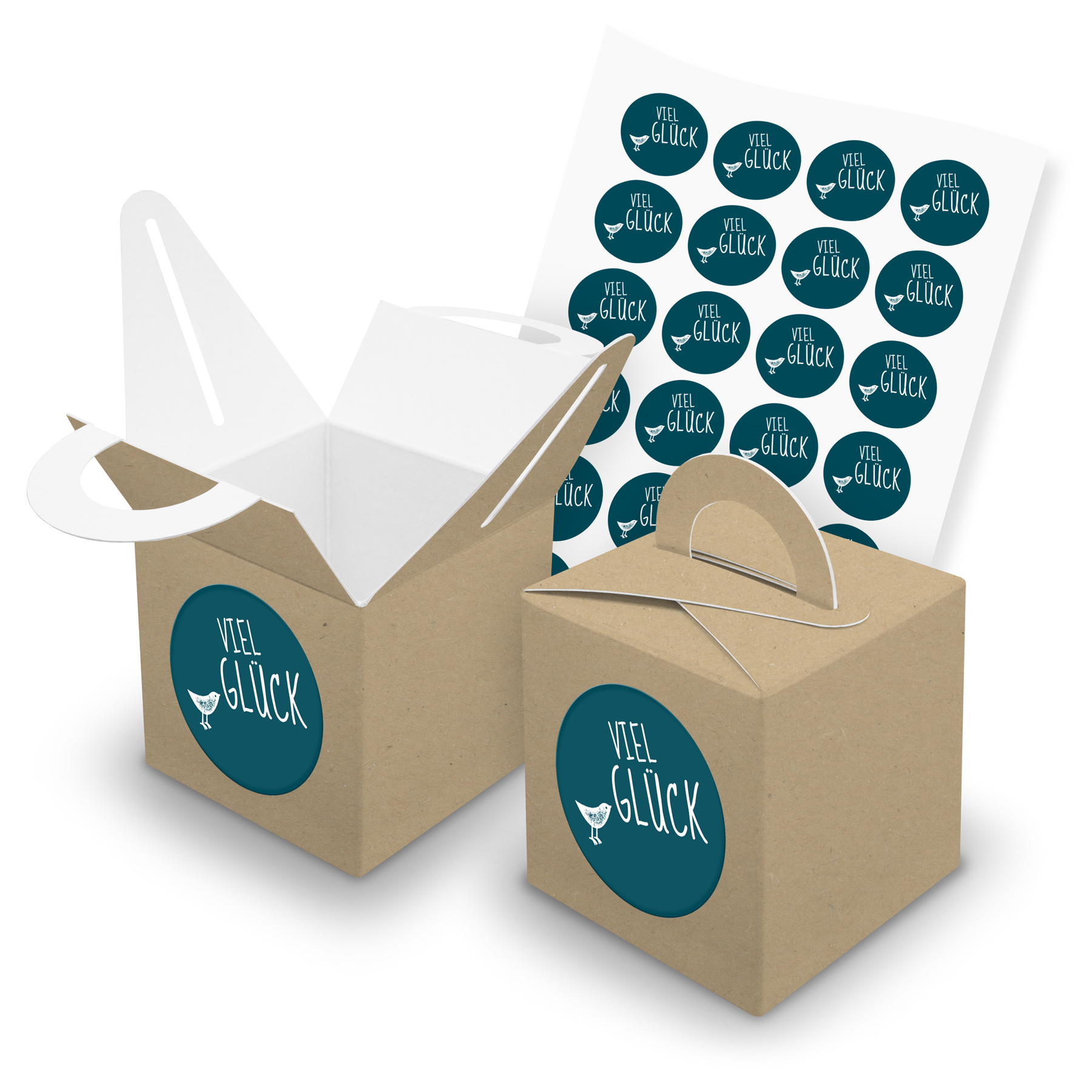 itenga SET 24x W�rfelboxen mit Griff Braun (V43) + Motiv...