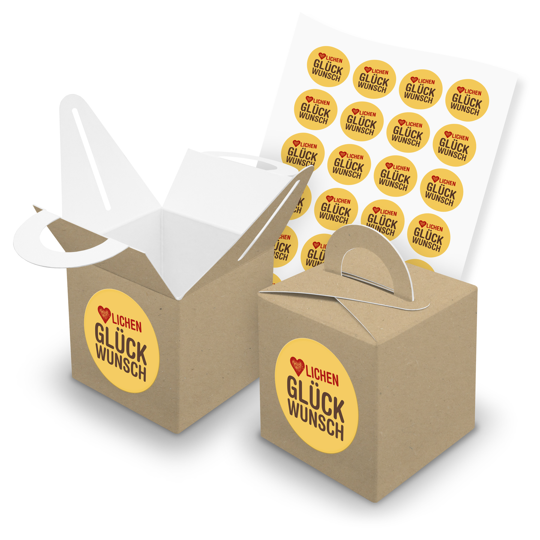 itenga SET 24x W�rfelboxen mit Griff Braun (V43) + Motiv...