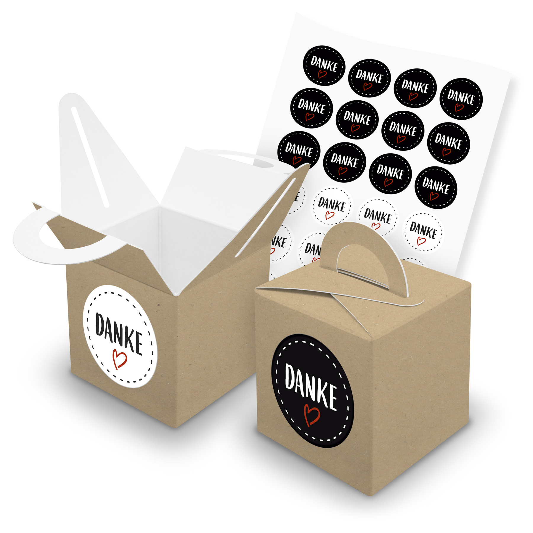 itenga SET 24x W�rfelboxen mit Griff Braun (V43) + Motiv...