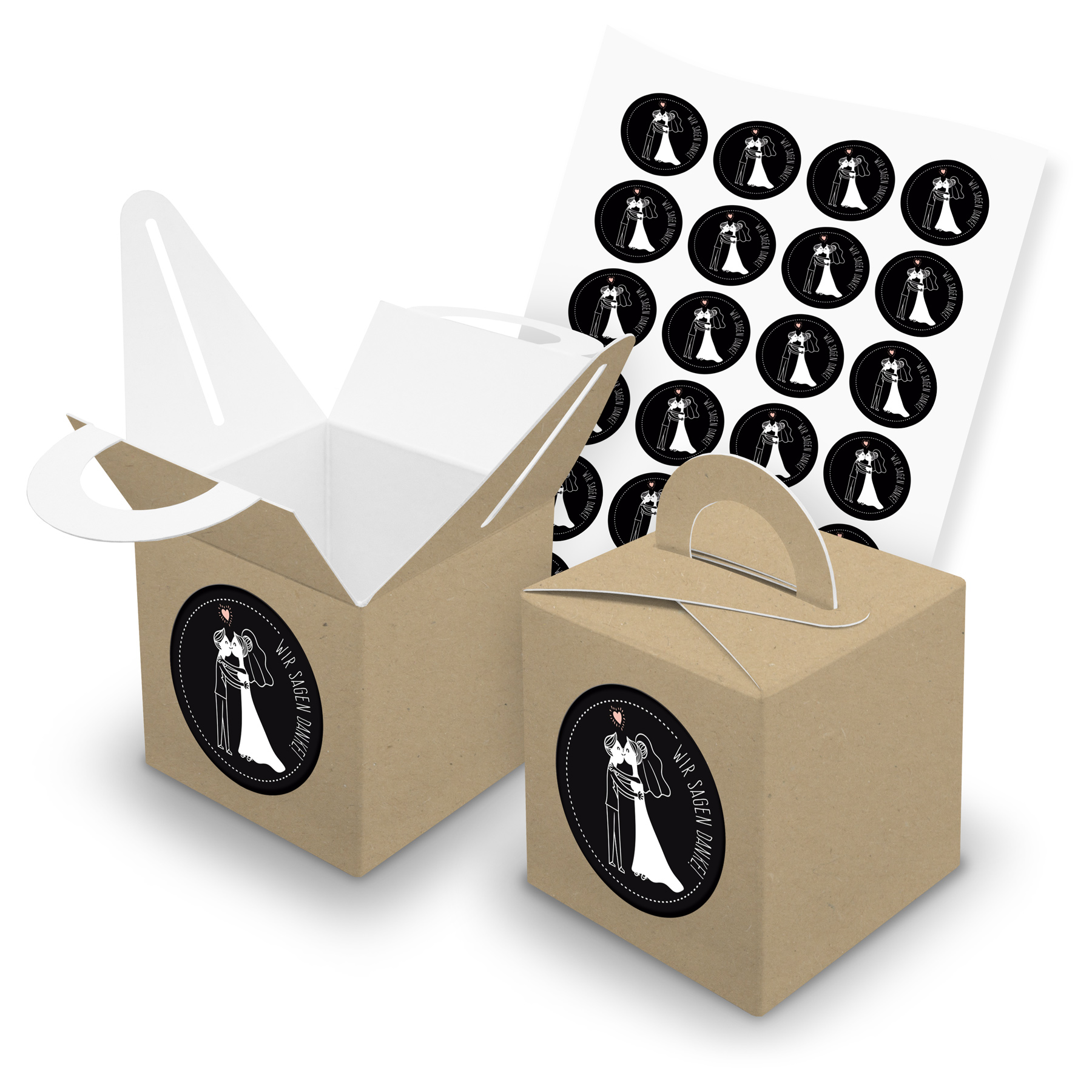 itenga SET 24x W�rfelboxen mit Griff Braun (V43) + Motiv...