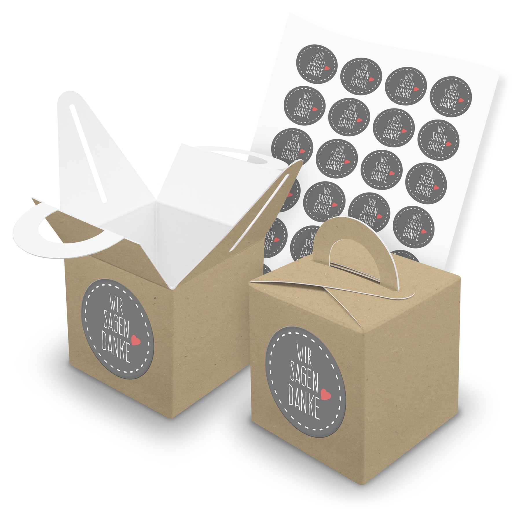 itenga SET 24x W�rfelboxen mit Griff Braun (V43) + Motiv...