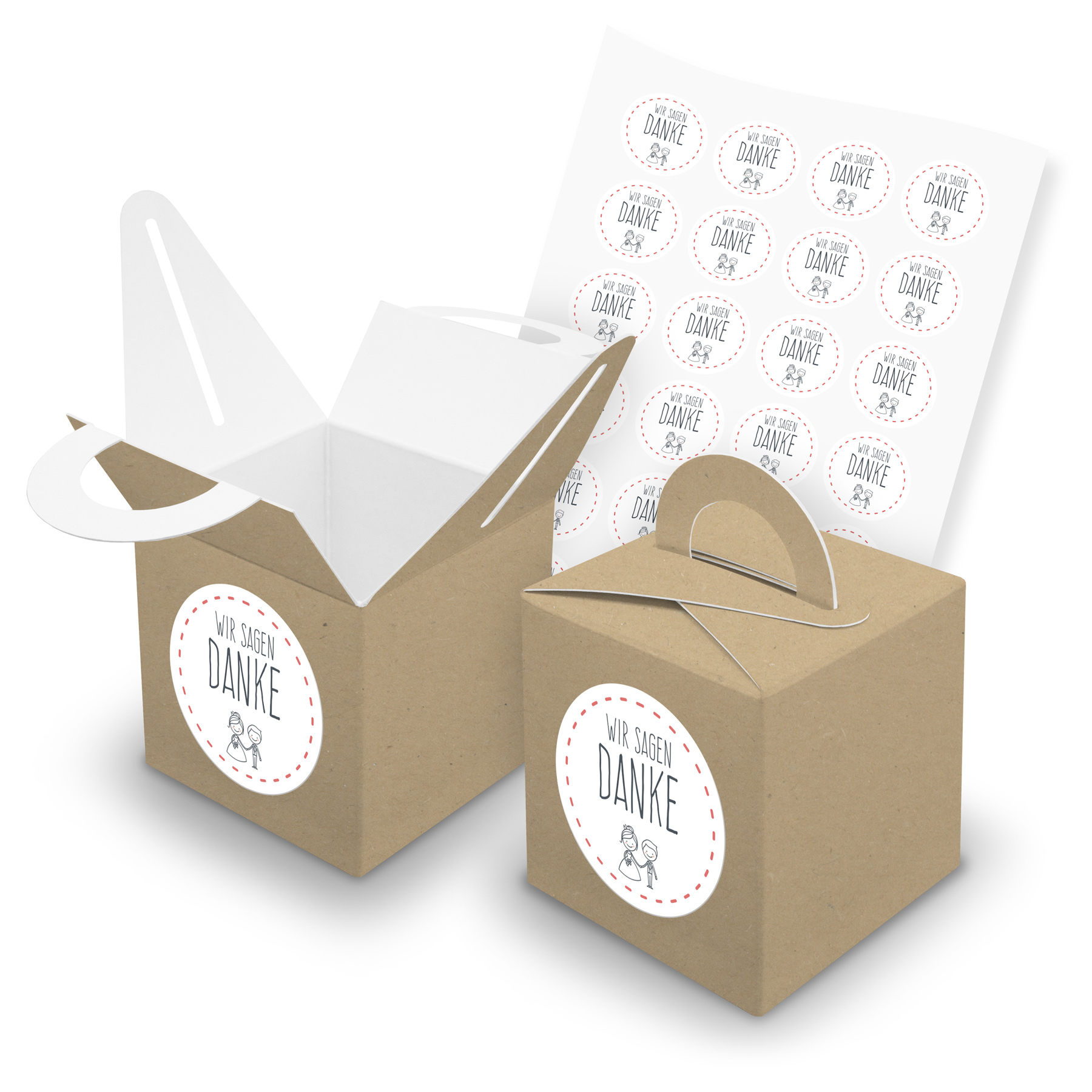 itenga SET 24x W�rfelboxen mit Griff Braun (V43) + Motiv...