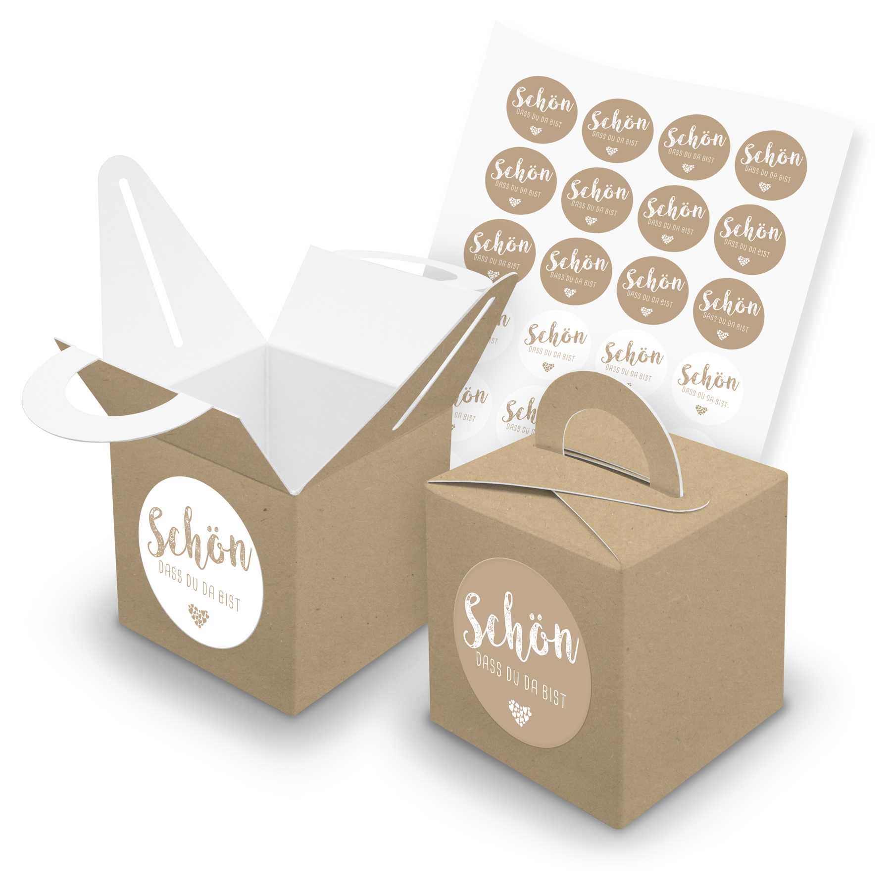 itenga SET 24x W�rfelboxen mit Griff Braun (V43) + Motiv...