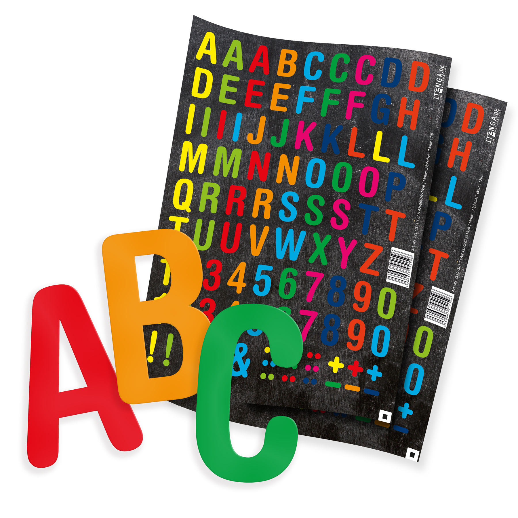 itenga 2x Stickerbogen "Alphabet" (Motiv 170) - 95 Buchs...