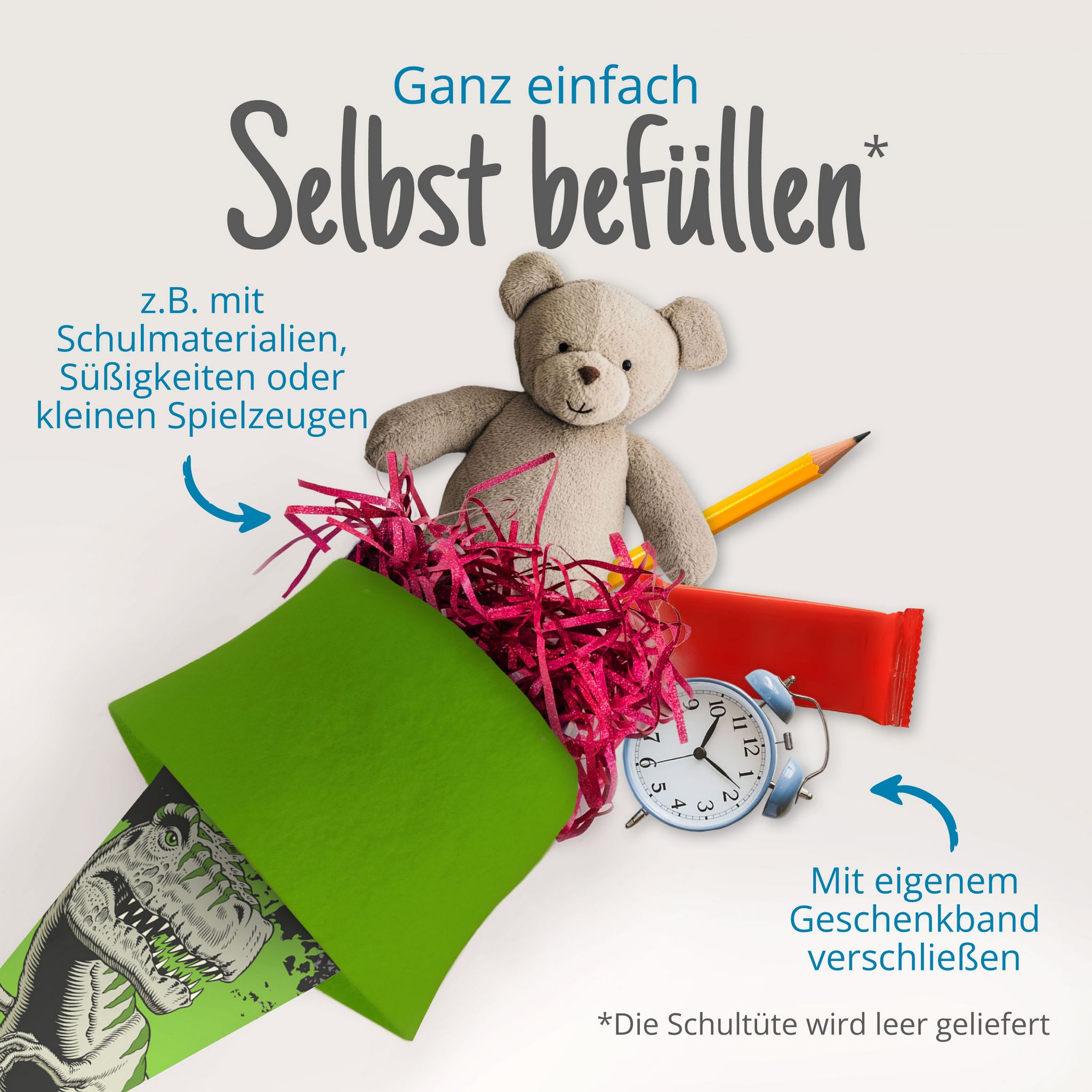 itenga Schult�te Zuckert�te 70cm T-Rex Filzverschluss gr�n