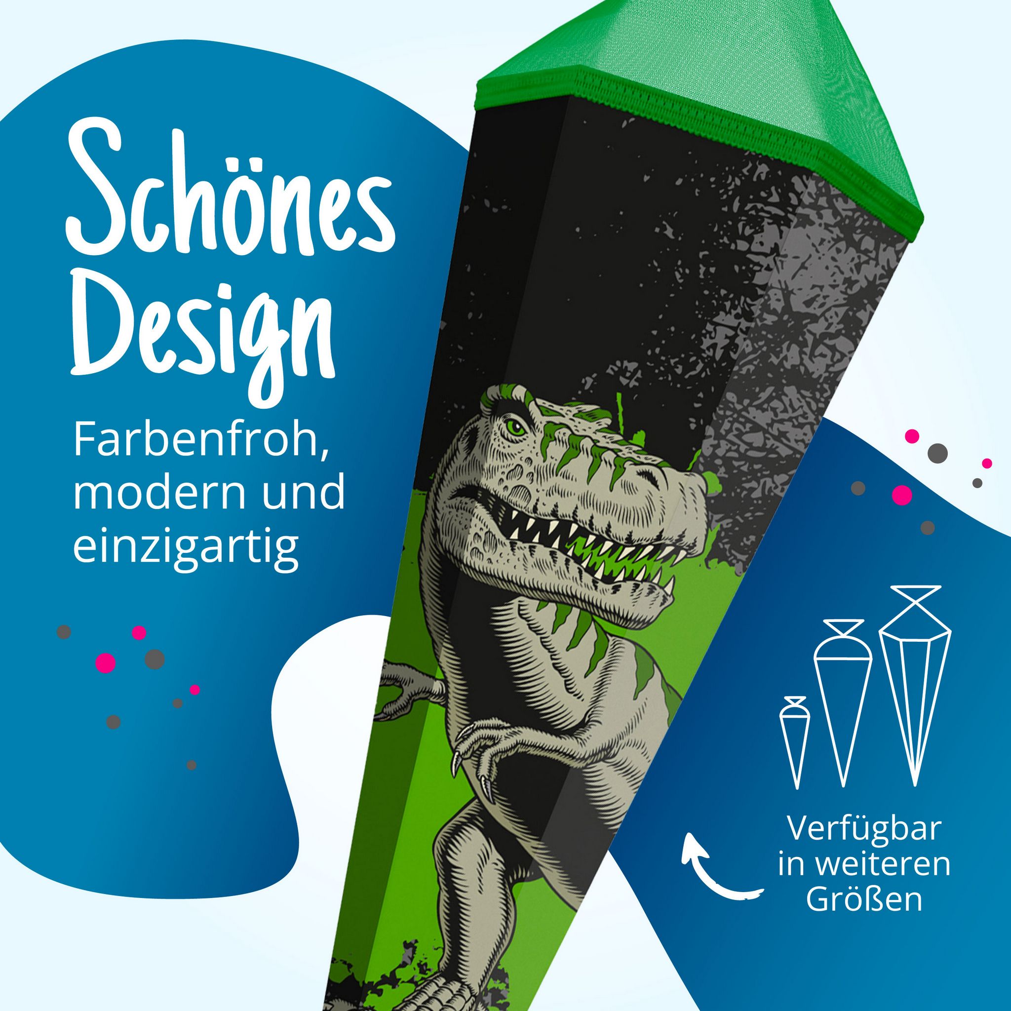 itenga Schult�te 85cm eckig Motiv T-Rex mit T�llverschluss