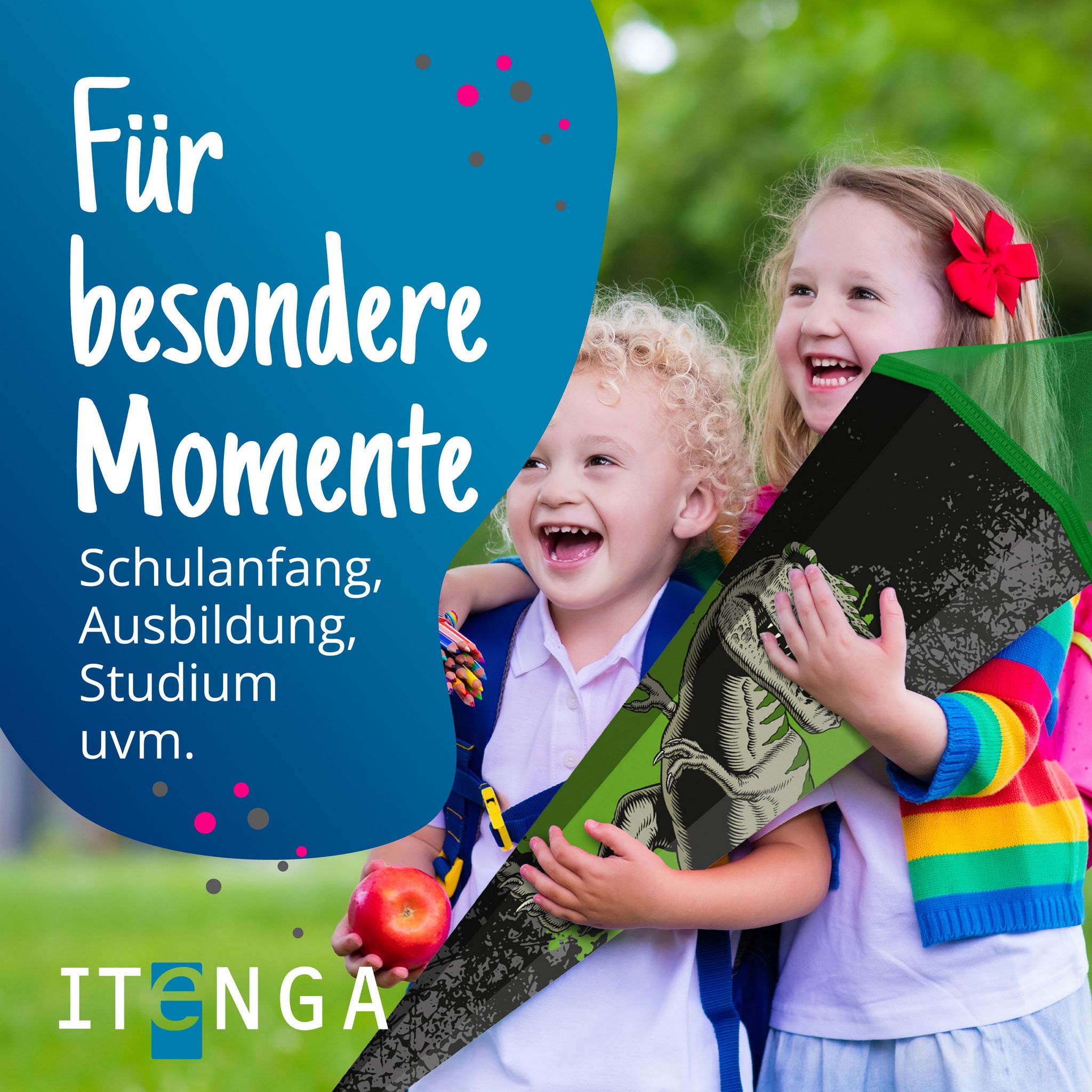 itenga Schult�te 85cm eckig Motiv T-Rex mit T�llverschluss