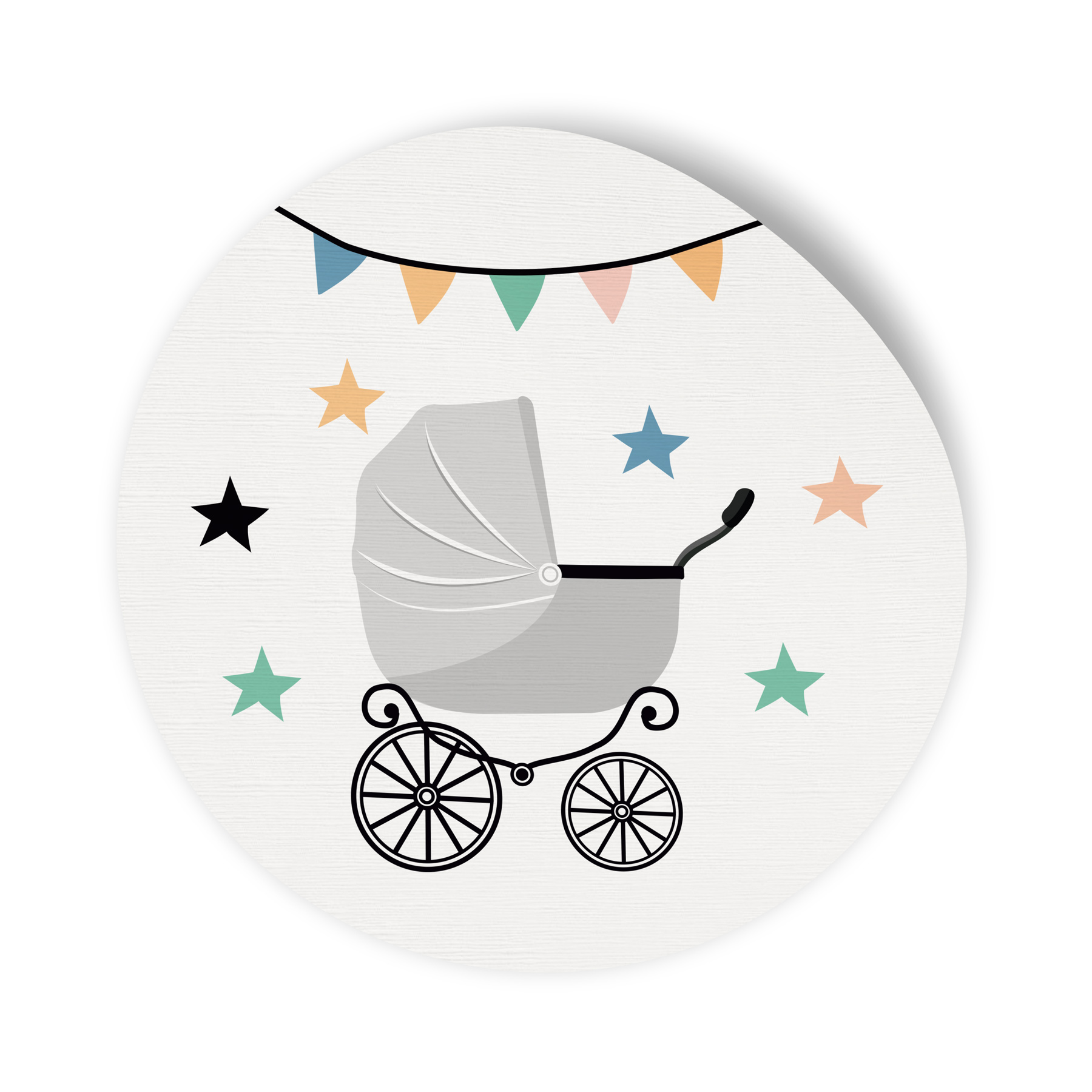 24x Sticker Aufkleber Kinderwagen Grau / Wei�, Durchmess...