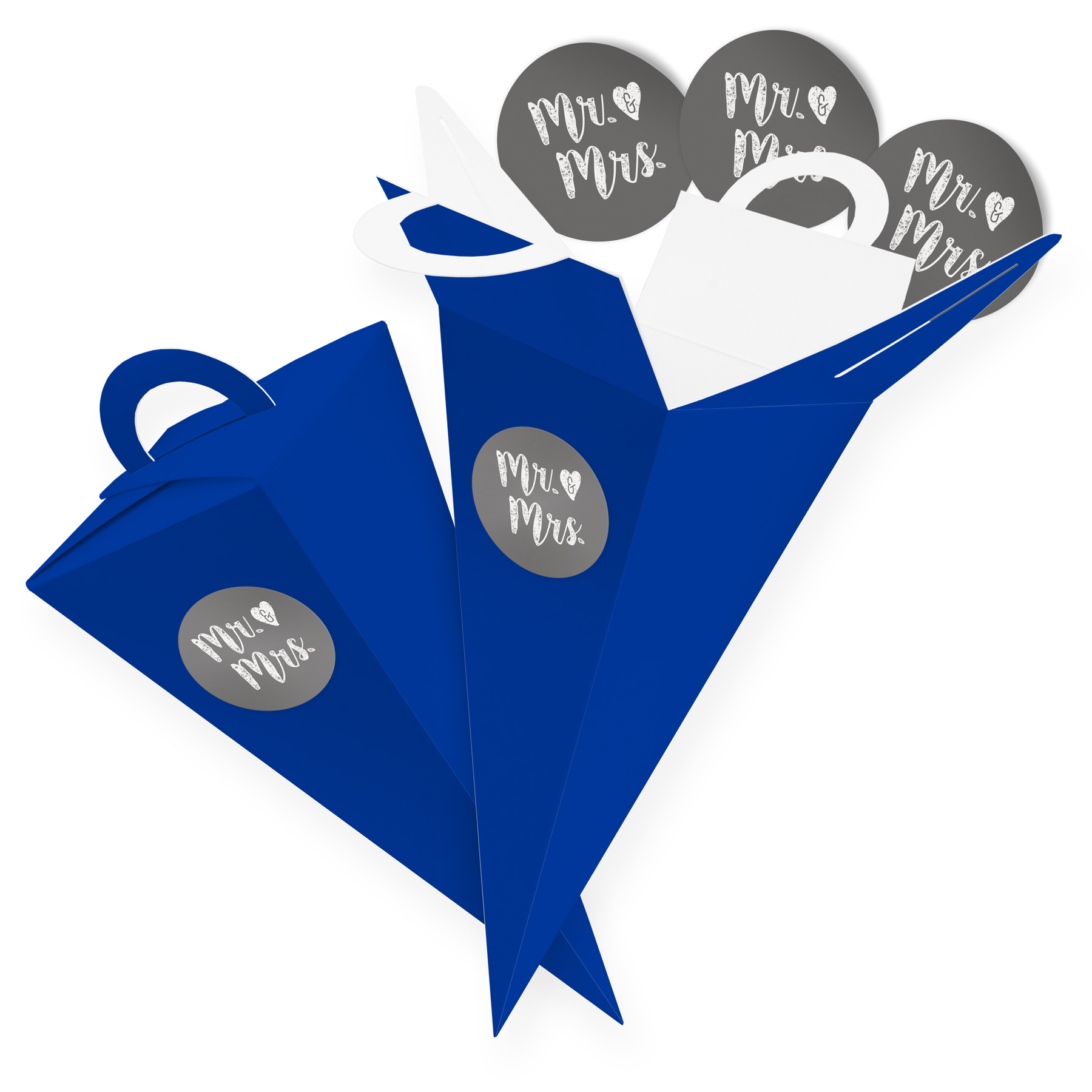 itenga SET V47 Mr. & Mrs. 24x Geschenkt�te 14 cm, Blau +...